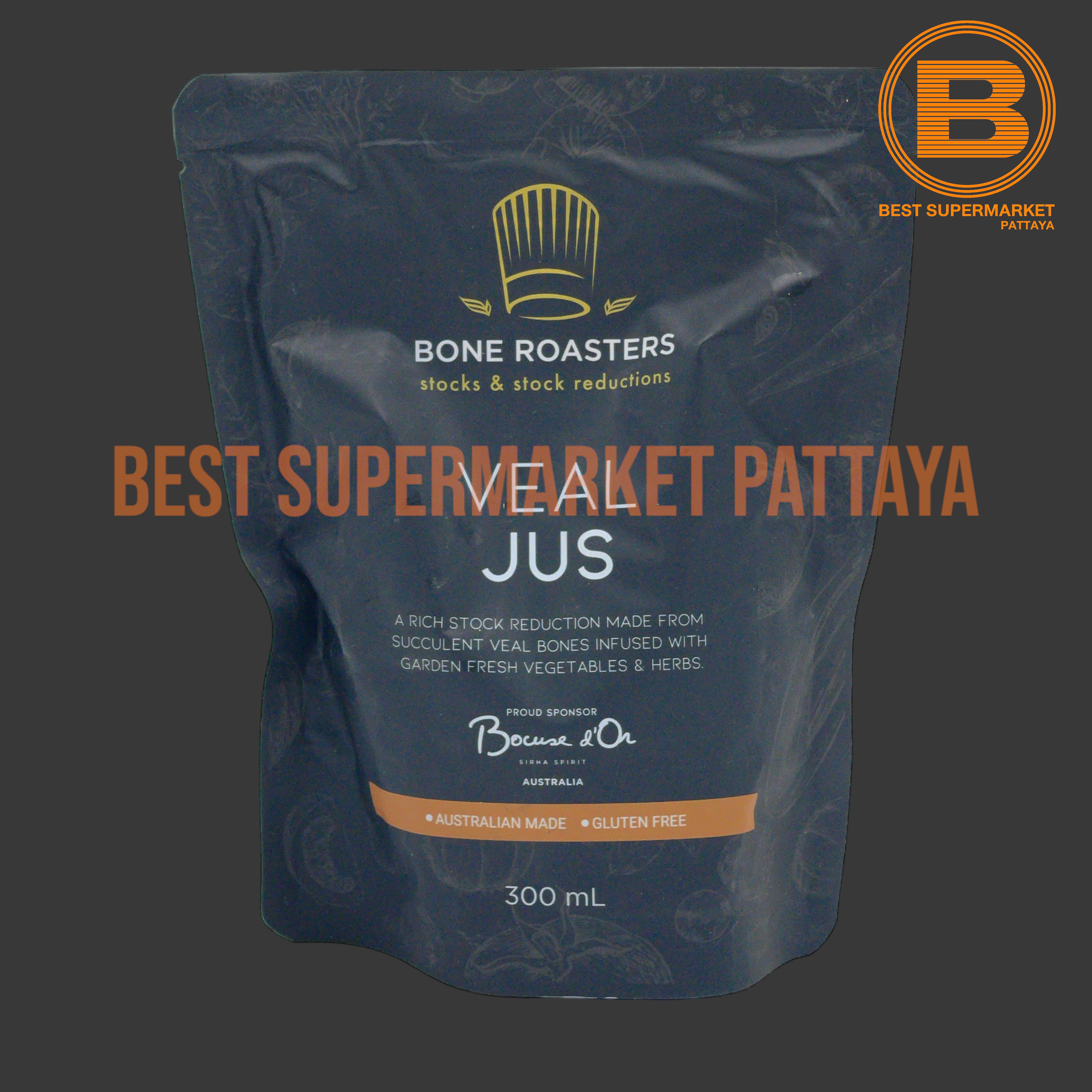 โบน โรสเตอร์ วีล จุส 25 บริกซ์ น้ำซุปลูกวัว 300 กรัม Bone Roasters Veal Jus 25 Brix 300 g.