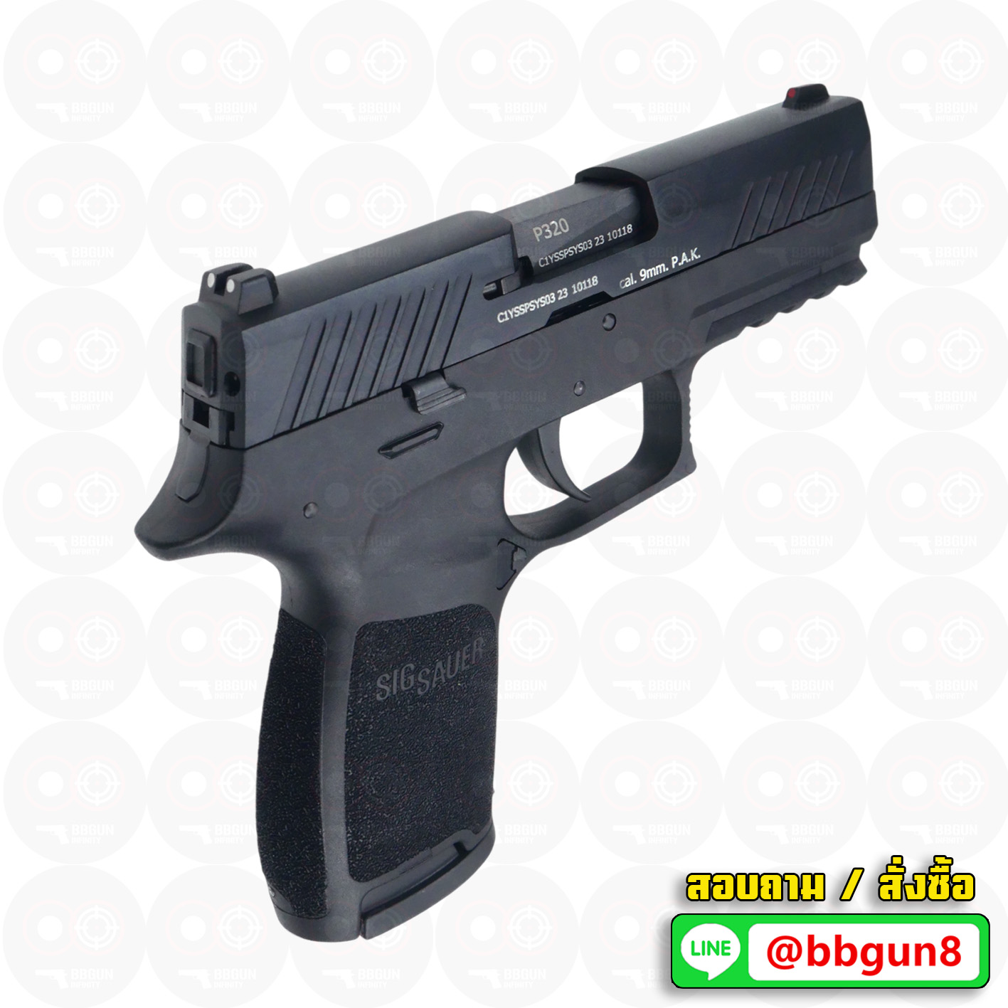 ปืนแบลงค์กัน Ceonic SIG SAUER P320 Compact 9mm. P.A.K blank gun (แถมกล่องใส่ปืน แม็กาซีน 2 อัน แส้ น้ำยาทำความสะอาด)