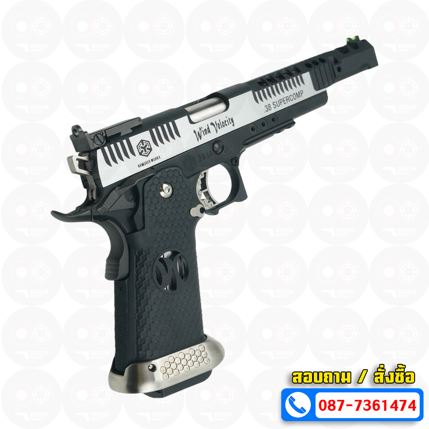 ปืนแต่ง บีบีกันอัดแก๊ส AW HX2401 Open Hi-CAPA Two Tone BB GUN IPSC