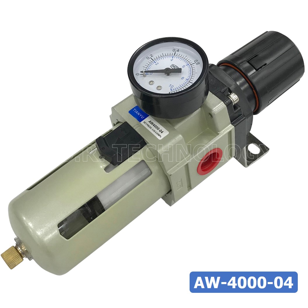AW4000-04 ชุดกรองลมปรับแรงดัน Manual Drain AW Pneumatic Combination Air Filter Regulator TIANYU AW-4000-04