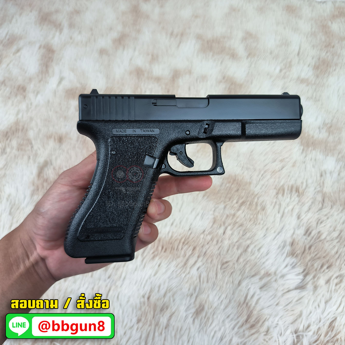 HFC HA-117 (Marking Version) Spring Powered Pistol มีมาร์คกิ้งสมจริงบนสไลด์ ลูกหมดแม็กกาซีนสไลด์ค้าง มีระบบเซฟไก ช่องคัดปลอกเปิด