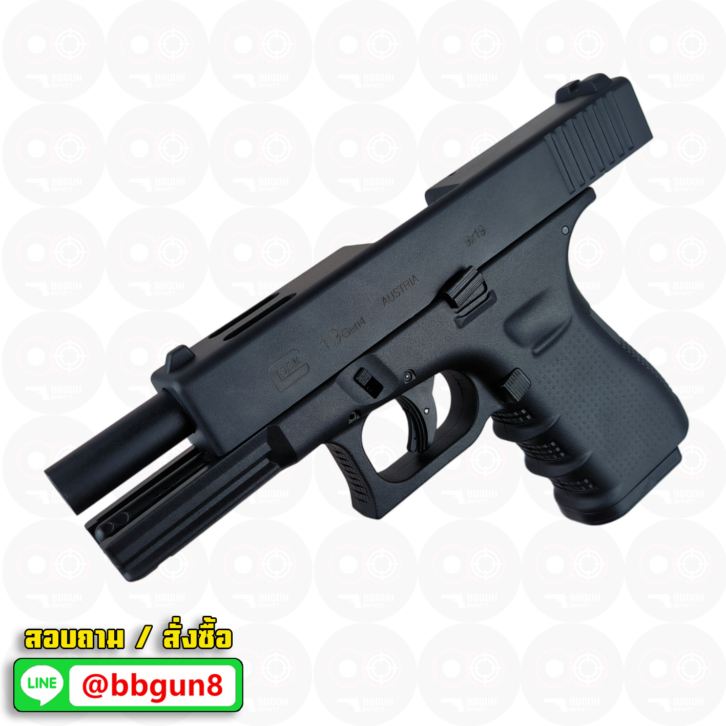 แบลงค์กัน RETAY GLOCK 19C Gen 4 ดำ เจาะพอร์ต BLANKGUN ( 2 แม็กกาซีน + กล่องใส่ปืน)