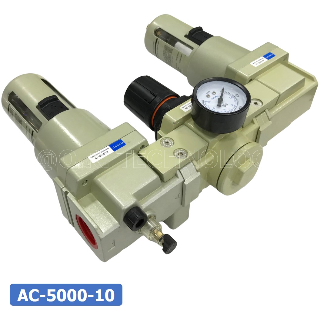 AC5000-10 ชุดกรองลม แบบ 3 ตอน Manual Drain 3 Unit FRL Combination TIANYU AC-5000-10 (Filter Regulator Lubricator)