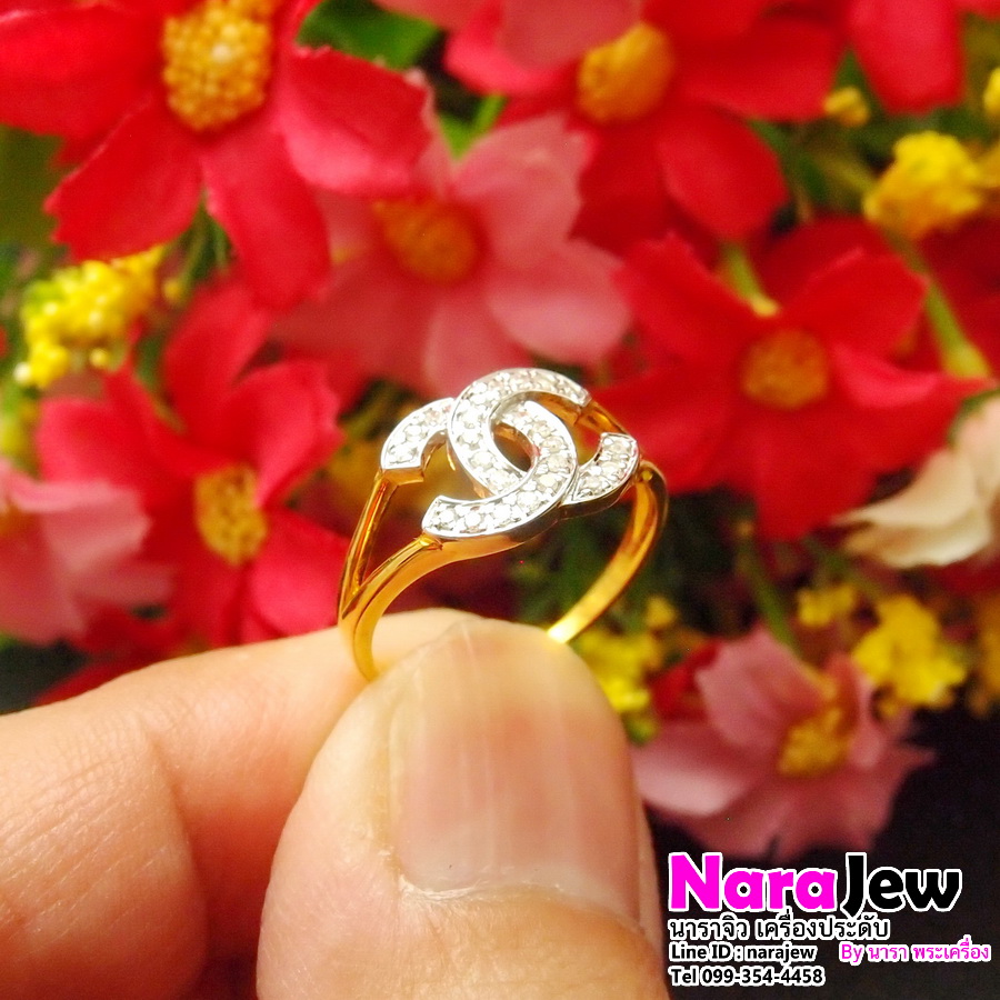 แหวนเพชร CC เพชรแท้รวม 0.20 กะรัต (0.20 ct.) เรือนทองคำแท้ 9K ทองแท้ 37.5%