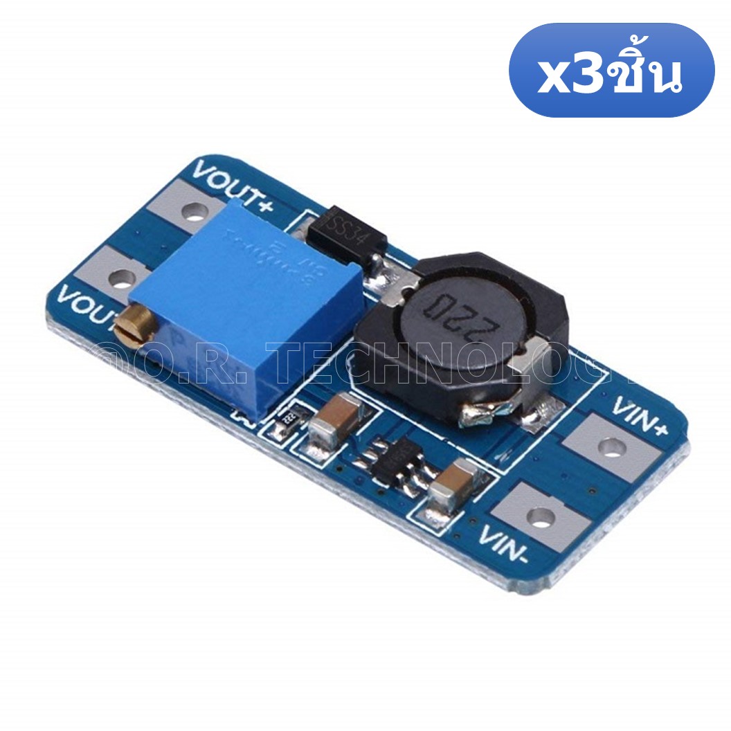 (3ชิ้น) AA180 โมดูลเพิ่มแรงดันไฟ โมดูลแปลงไฟ 2-24VDC เป็น 5-28VDC กระแสสูงสุด 2A Max DC-DC Step Up Power Module Booster Power Module MT3608