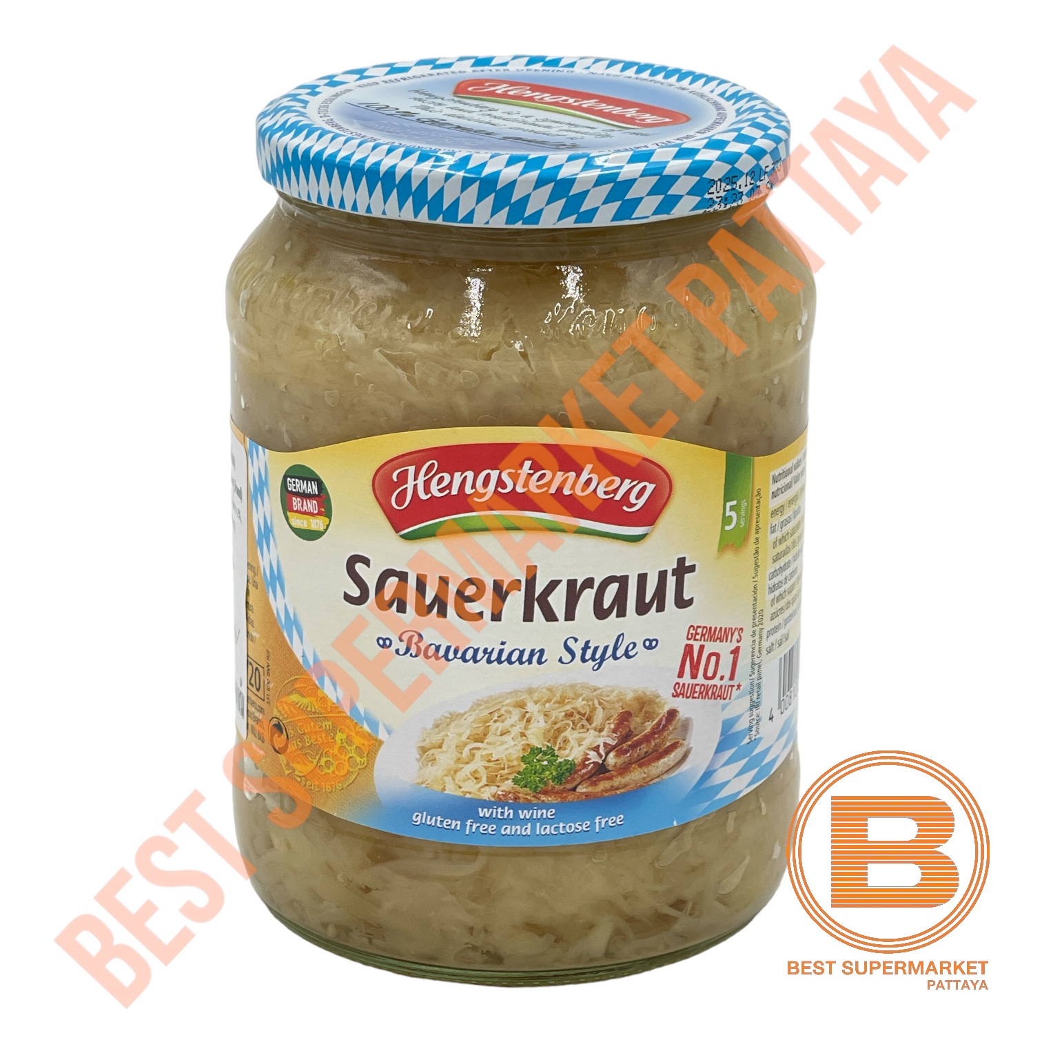 เฮงสเตนเบิร์ก เซาเออร์เคราท์ สไตล์บาวาเรียน 680 กรัม Hengstenberg Sauerkraut Bavarian Style 680 g.
