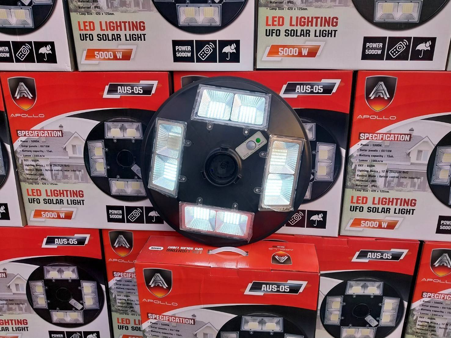 Apollo UFO Solar Light ไฟถนนโซล่าเซลล์ทรงจานบิน รุ่น AUS-05 5000W