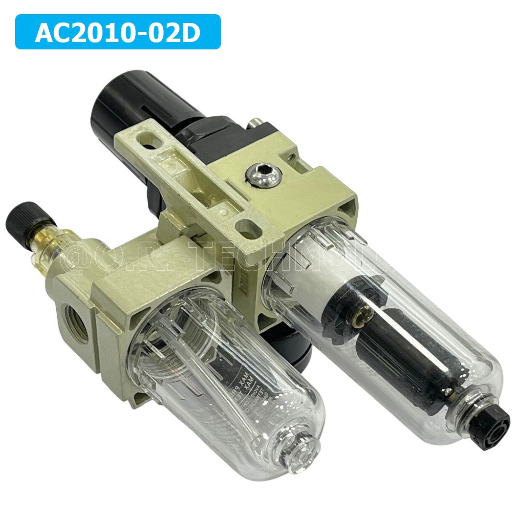 (1ชิ้น) AC2010-02D ชุดกรองลมแบบ 2 ตอน Auto Drain FRL 2 Unit Air Filter, Regulator & Lubricator TIANYU AC (AW+AL) แบบระบายน้ำอัตโนมัติ