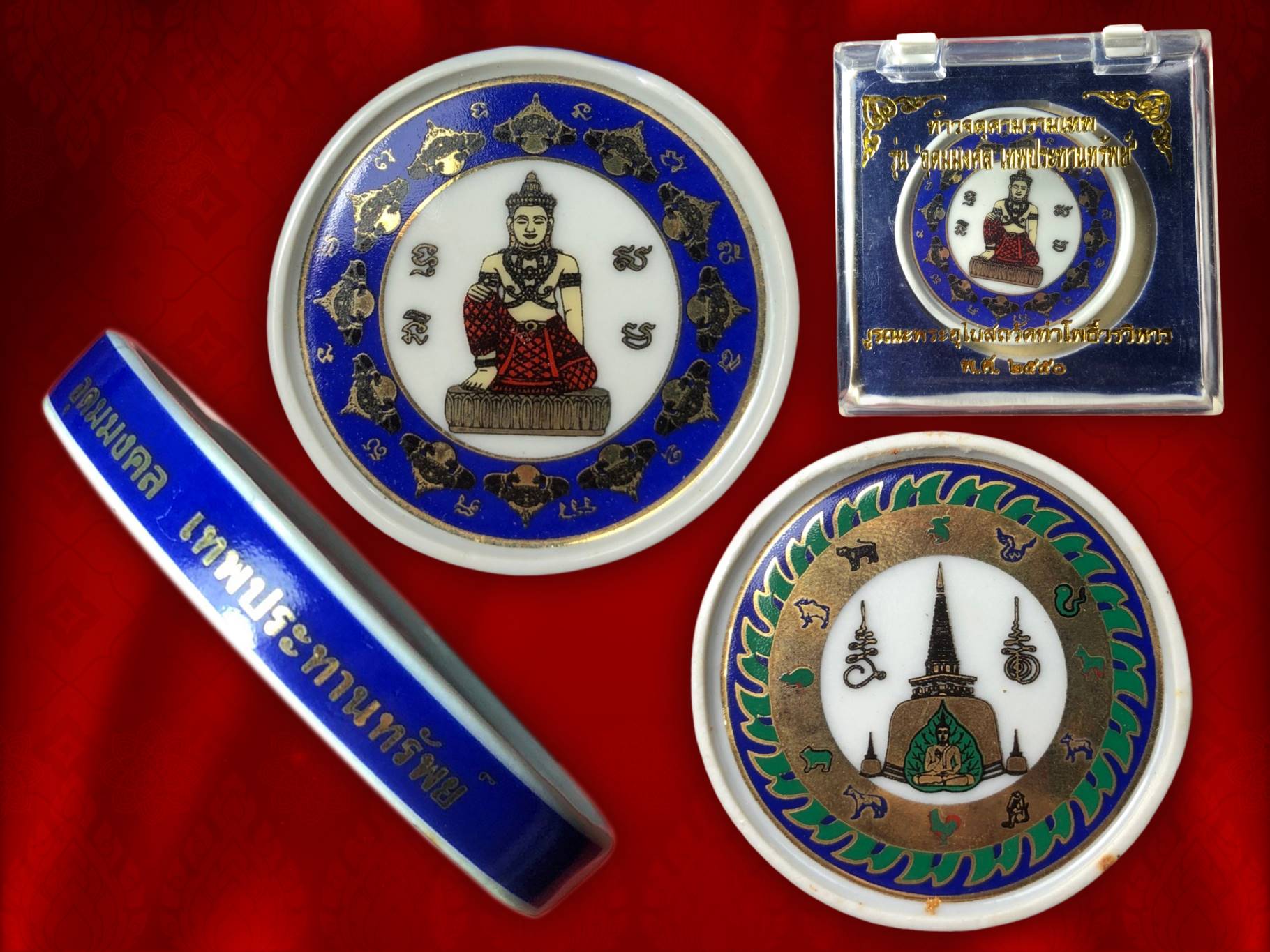 จตุคามรามเทพ รุ่นอุดมมงคลเทพประทานทรัพย์ เนื้อกระเบื้อง วัดท่าโพธิ์ จ.นครศรีธรรมราช ปี 2550 พร้อมกล่อง