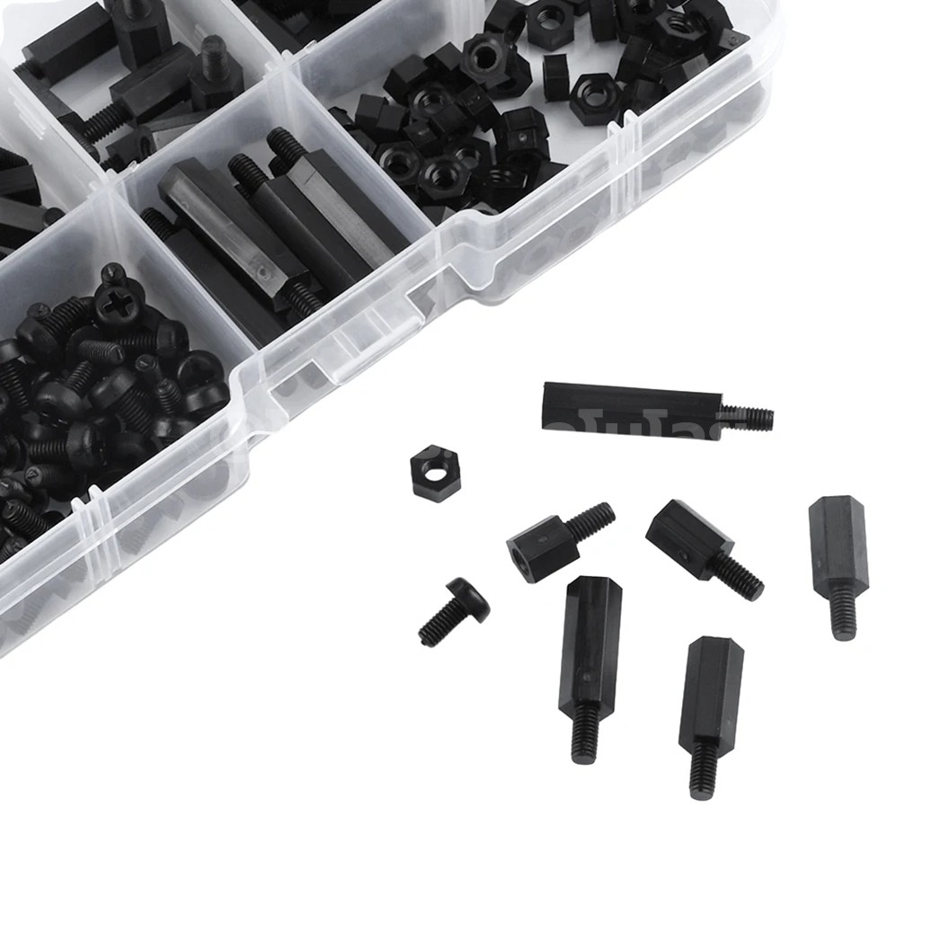 M3-180-Nylon ชุดเสาไนลอน นอต สกรู M3 180ชิ้น 180Pcs M3 Hex Nylon Standoff + Nut + Screw kit เสายึดแผ่นปริ้น เสารองบอร์ด ขารองบอร์ด เสารองแผ่น PCB