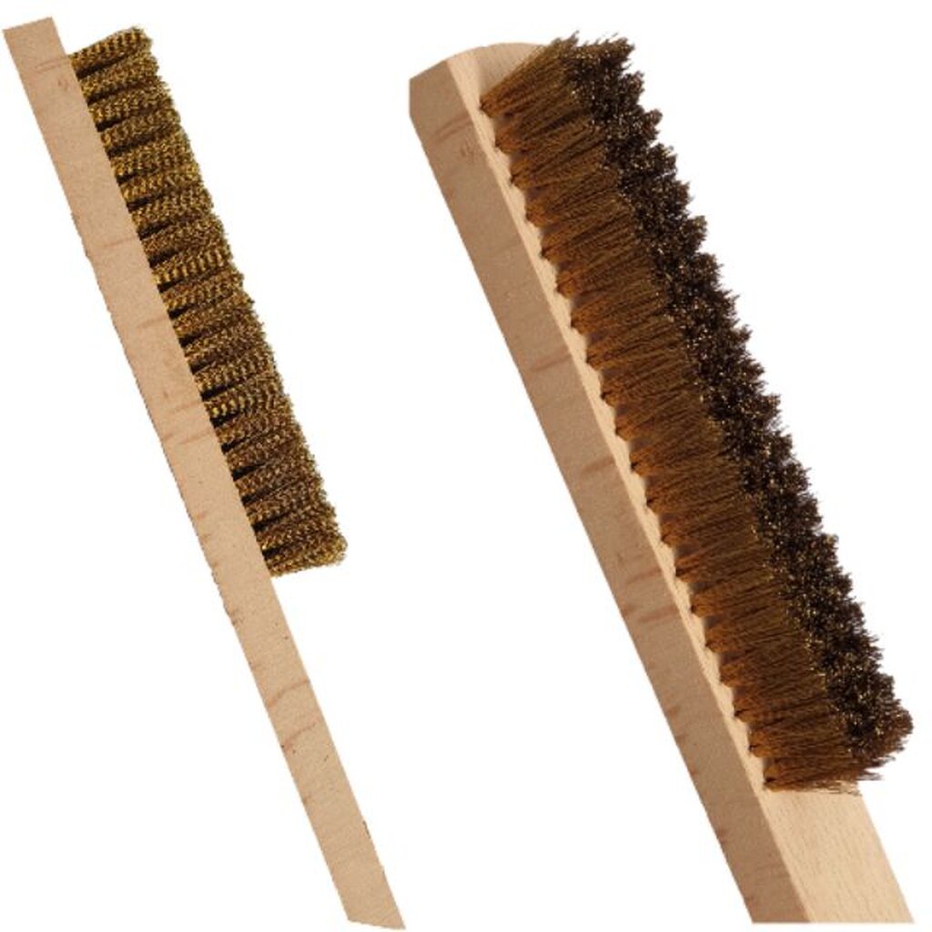 แปรงลวดทองเหลือง 5 แถว นกอินทรี-33 (ราคารวมแวท) เล็ก ด้ามไม้สั้น