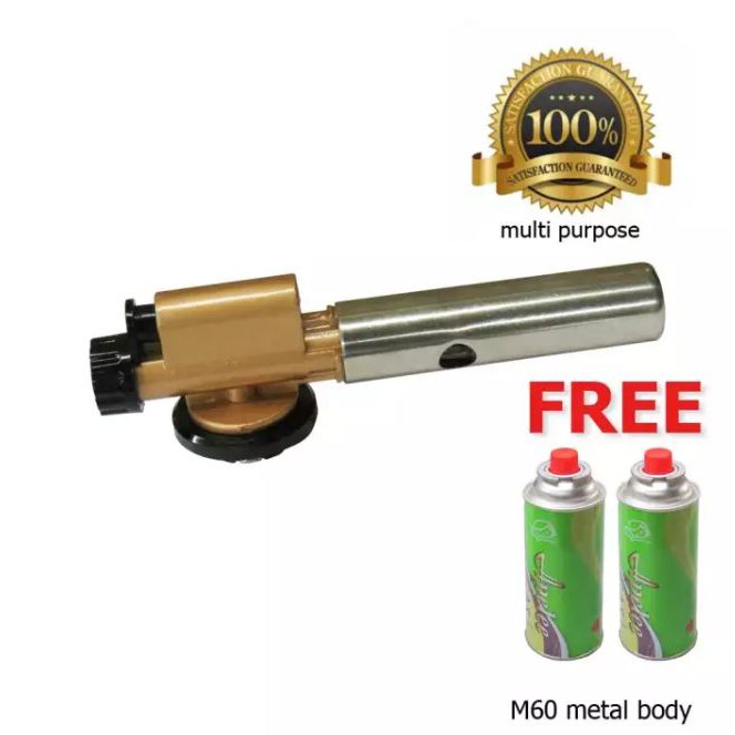 หัวพ่นไฟ หัวพ่นไฟทำอาหาร หัวแก๊ส หัวเป่าไฟฟู่ Space atom Multi Purpose Torch M60 พร้อมเเก็สกระป๋อง 2 กระป๋อง