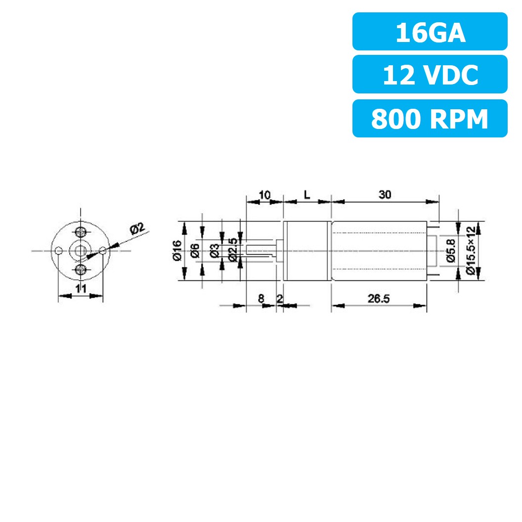 (1ชิ้น) XU909 มอเตอร์ มอเตอร์เกียร์ 16GA 12VDC 800RPM Gear Motor DC 16GA แกนขนาด 3mm D Shaft มอเตอร์ทดเฟือง มอเตอร์รถ