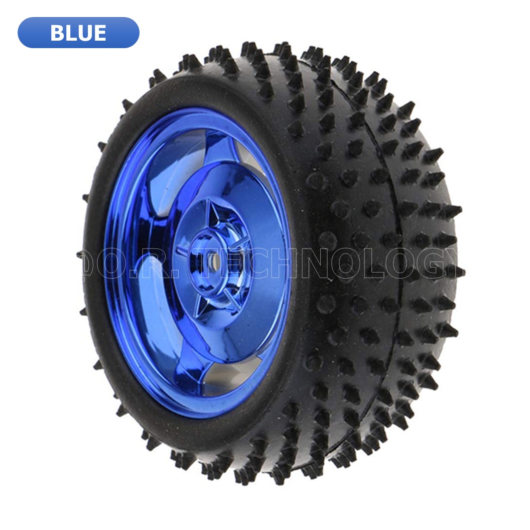 (1ชิ้น 1ล้อ) ND031 ล้อยางวิบากหนาม ล้อหนาม ล้อรถ ล้อรถหุ่นยนต์ ล้อประกอบรถ ล้อรถของเล่น สีน้ำเงิน ขนาด 85MM Large Robot Smart Car Wheel, หน้ากว้าง 38MM Width Surface (Blue)