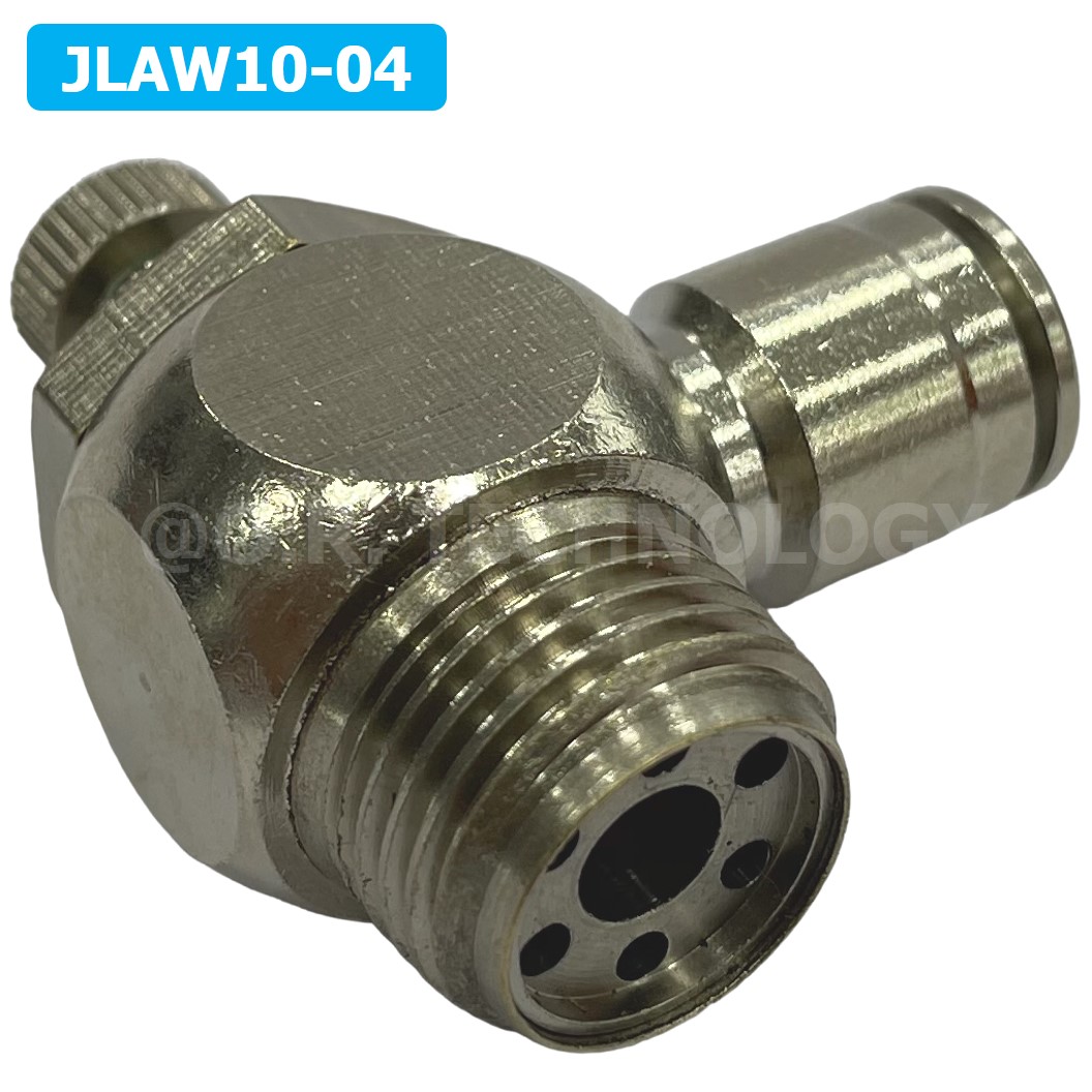 (1ชิ้น) JLAW10-04 ข้อต่อลมสแตนเลส ข้อต่อปรับลม งอ STAINLESS Air Flow Speed Controller ควบคุมความเร็วลม Speed Control valve JLAW JSL