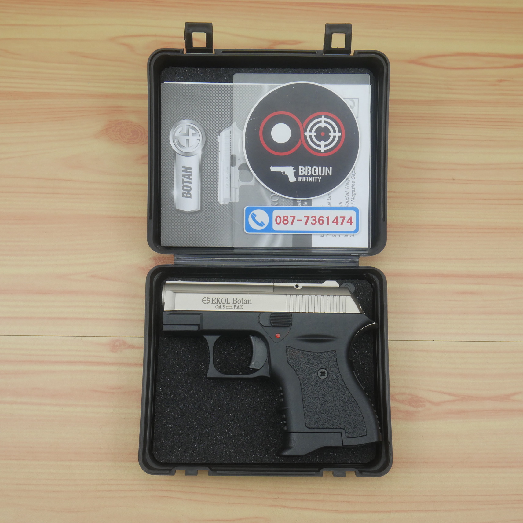 แบลงค์กัน EKOL BOTAN SATINA สีซาติน 9 mm P.A.K. Blank gun (แถมกล่องใส่ปืน)