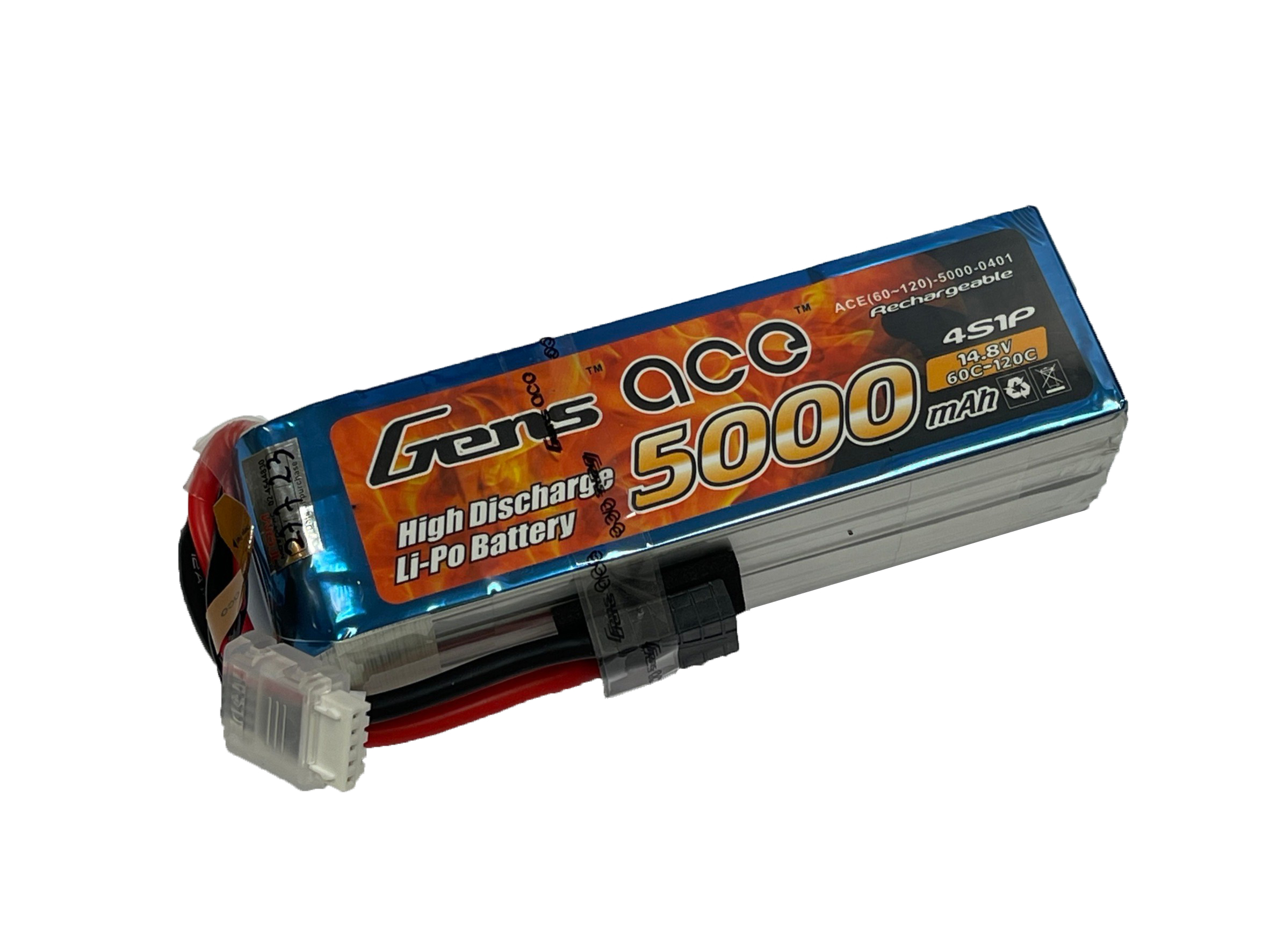 4S 5000mAh GensLipo Gens Lipo 5000mAh 14.8V 4S1P 60-120c (ปลั๊ก TRX)