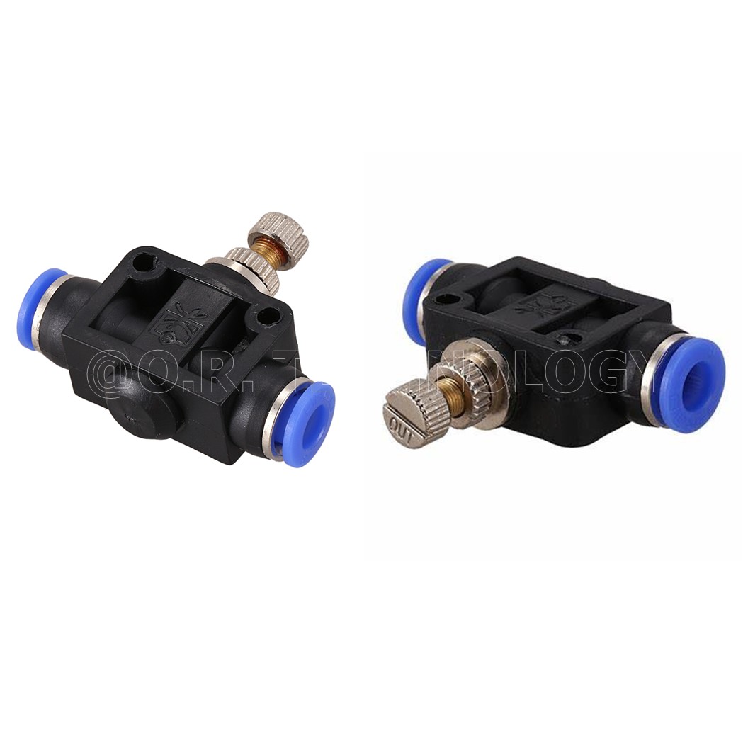 SA-12 ข้อต่อลม 2ทาง แบบปรับลมได้ ข้อต่อปรับลม ข้อต่อวาล์วปรับลม Speed Controller Valve flow speed control valve Pneumatic Quick Fitting 2 way Push in