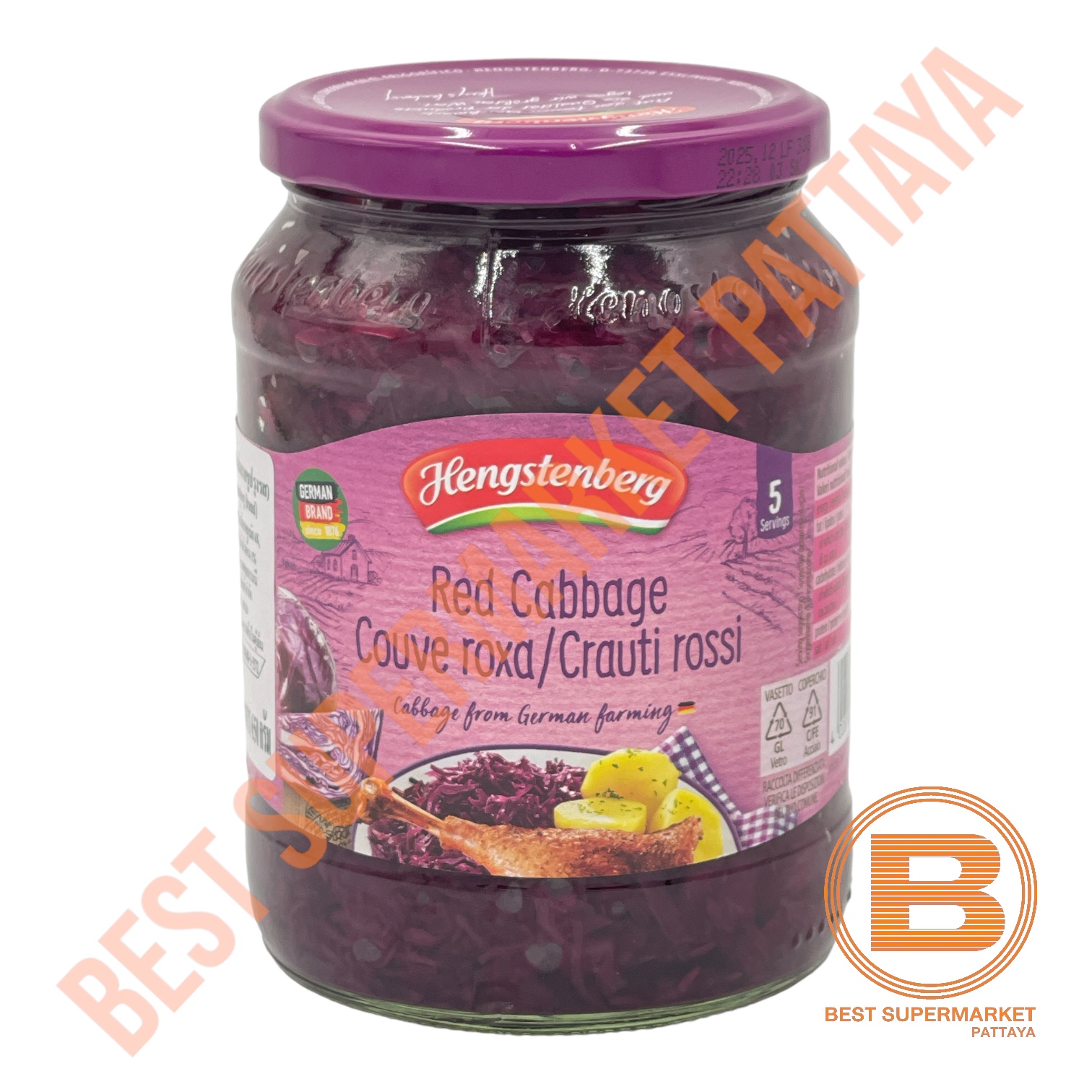 เฮงสเตนเบิร์ก กะหล่ำปลีม่วงในน้ำส้มสายชู 680 กรัม Hengstenberg Red Cabbage 680 g.