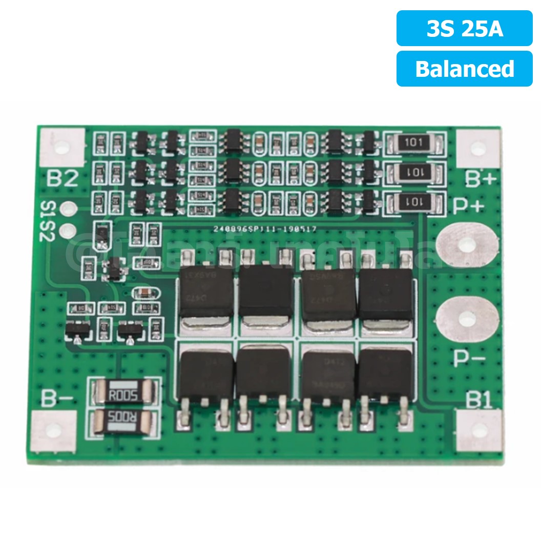 CM632 3S 25A Balanced โมดูลชาร์จแบตเตอรี่ BMS 3-Series 25A 18650 Lithium Battery Protection Module แบตลิเธียม