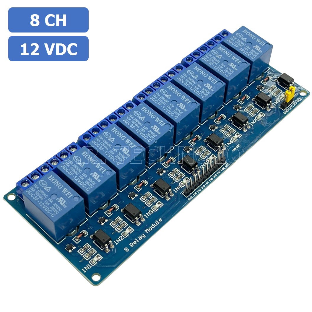 (1ชิ้น) NA195 โมดูลรีเลย์ 12VDC 8 ช่อง รีเลย์ 8 Channel Low Level Relay Module DC 12V (with light coupling)