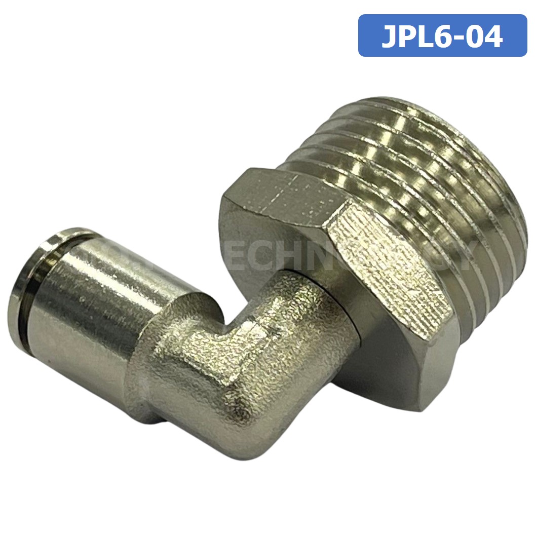 (1ชิ้น) JPL6-04 ข้อต่อลม เกลียวนอก งอ90° สแตนเลส STAINLESS Male Thread Elbow Pipe Quick Fittings Connector ข้อต่อลมสแตนเลส ข้องอ