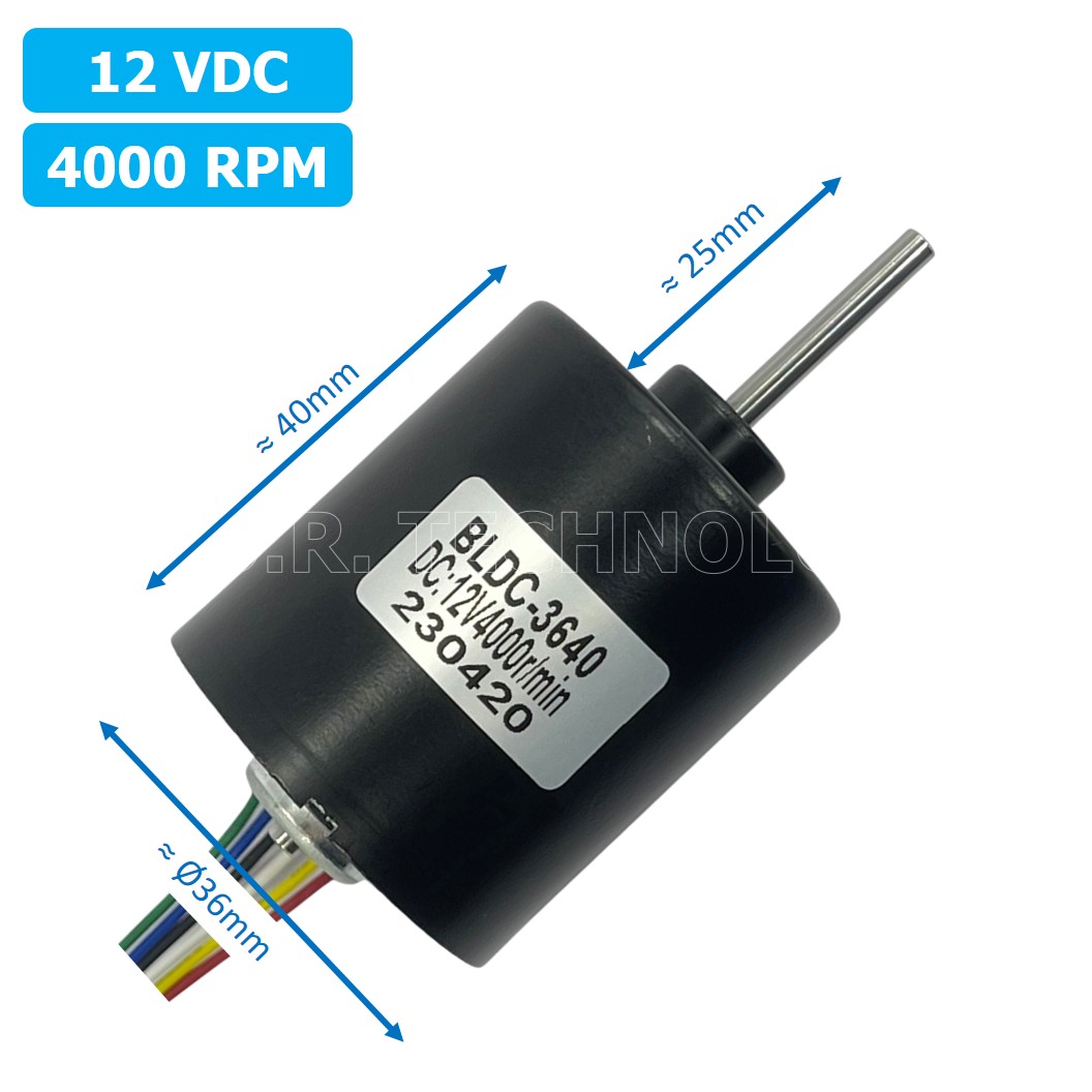 (1ชิ้น) BLDC-3640 มอเตอร์ไร้แปรงถ่าน มอเตอร์ 12VDC 4000RPM Brushless Motor DC Zhengke