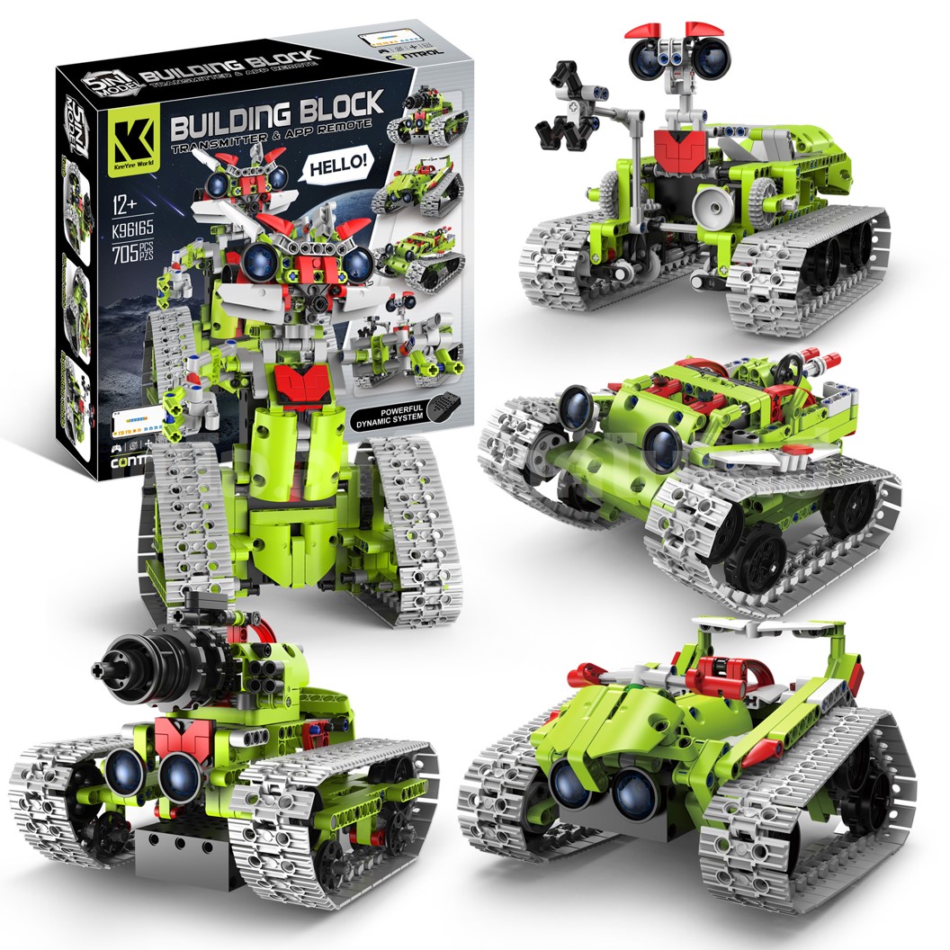 KEEYEE WORLD K96165 ตัวต่อเสริมทักษะ 5 IN 1 ROBOT TANK ของเล่นเสริมทักษะ ตัวต่อ Building Block STEAM Education Programmable Robot