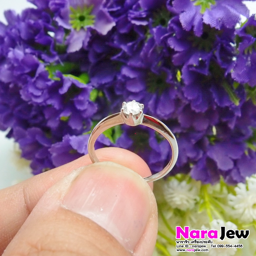 แหวนเพชร เม็ดเดี่ยว 0.20 กะรัต (20 ตัง) น้ำขาวกริ๊ป 98 VS เพชรสวย เล่นไฟวิ้งๆ