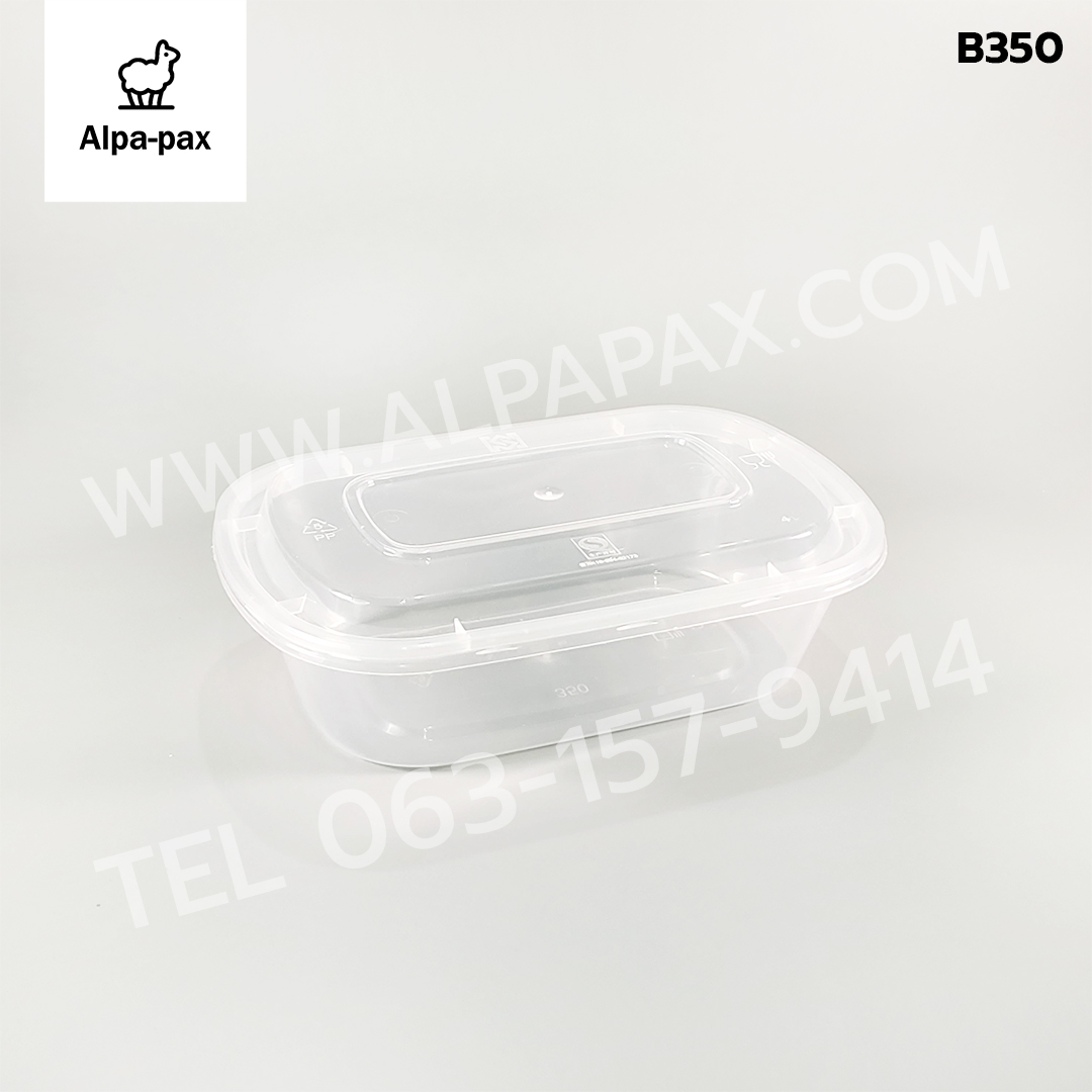 B350กล่องอาหารพลาสติก+ฝา 350ml. (ลัง 300ใบ) กล่องไมโครเวฟ กล่องข้าว กล่องอาหาร กล่องใส่อาหาร