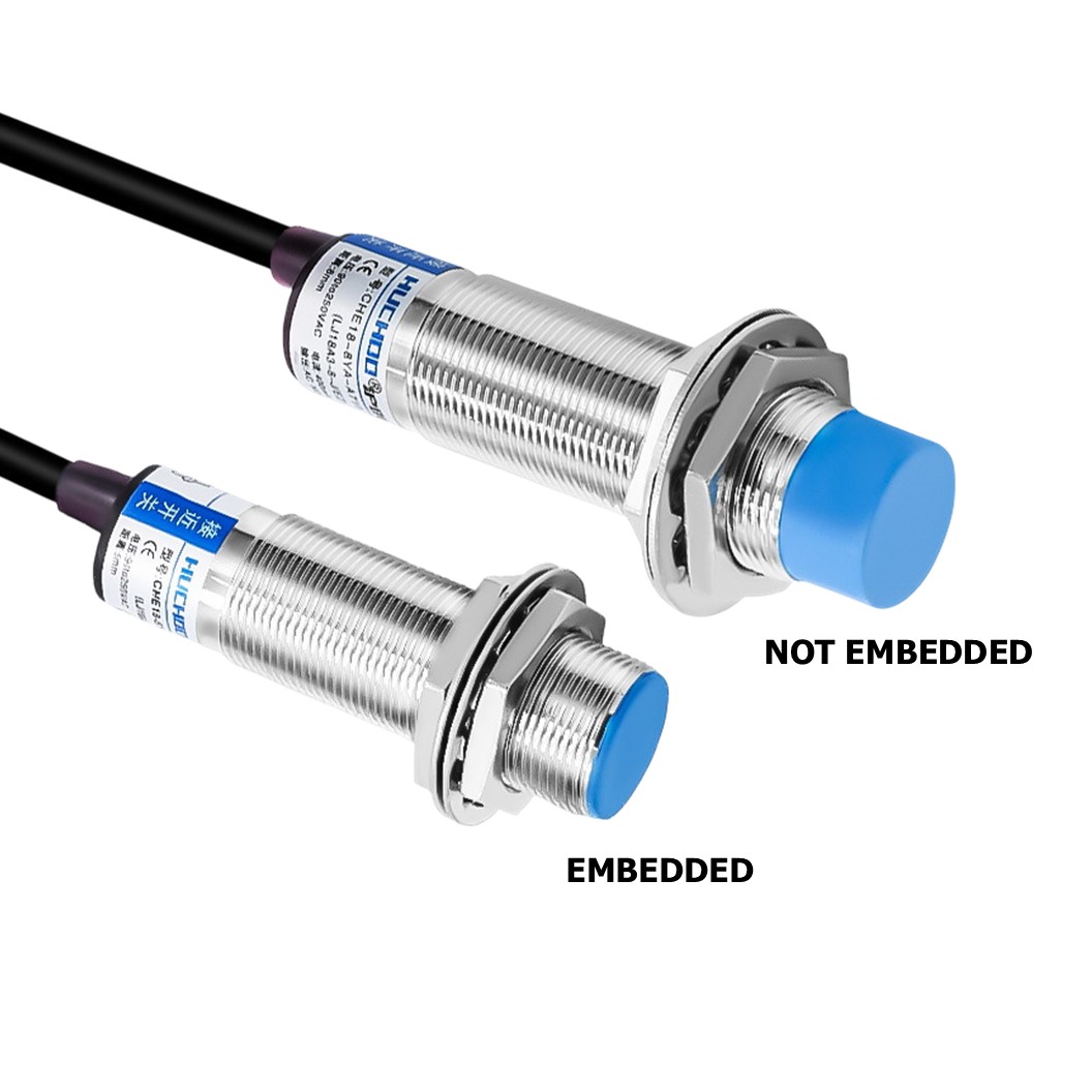 M8/M12/M18/M30 Proximity Switch เซอร์ตรวจจับโลหะ พร็อกซิมิตี้สวิทช์ 3-wire 5-30VDC ระยะตรวจจับ 2-15mm NPN/PNP NO Normally Open/NC Normally Closed HUCHOO