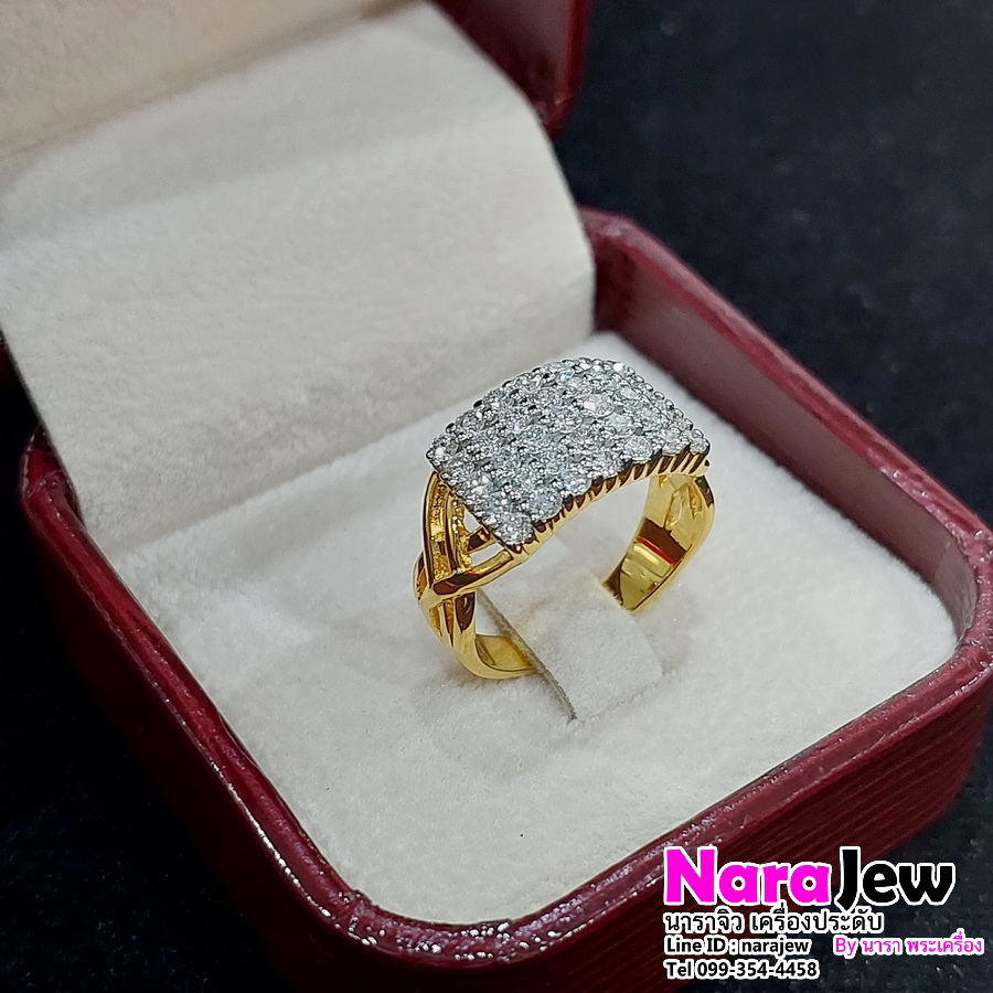 แหวนเพชรแถว 5 แถว หน้ากว้างใส่เต็มนิ้วสุดๆ ใส่สวยทรงซ้อ