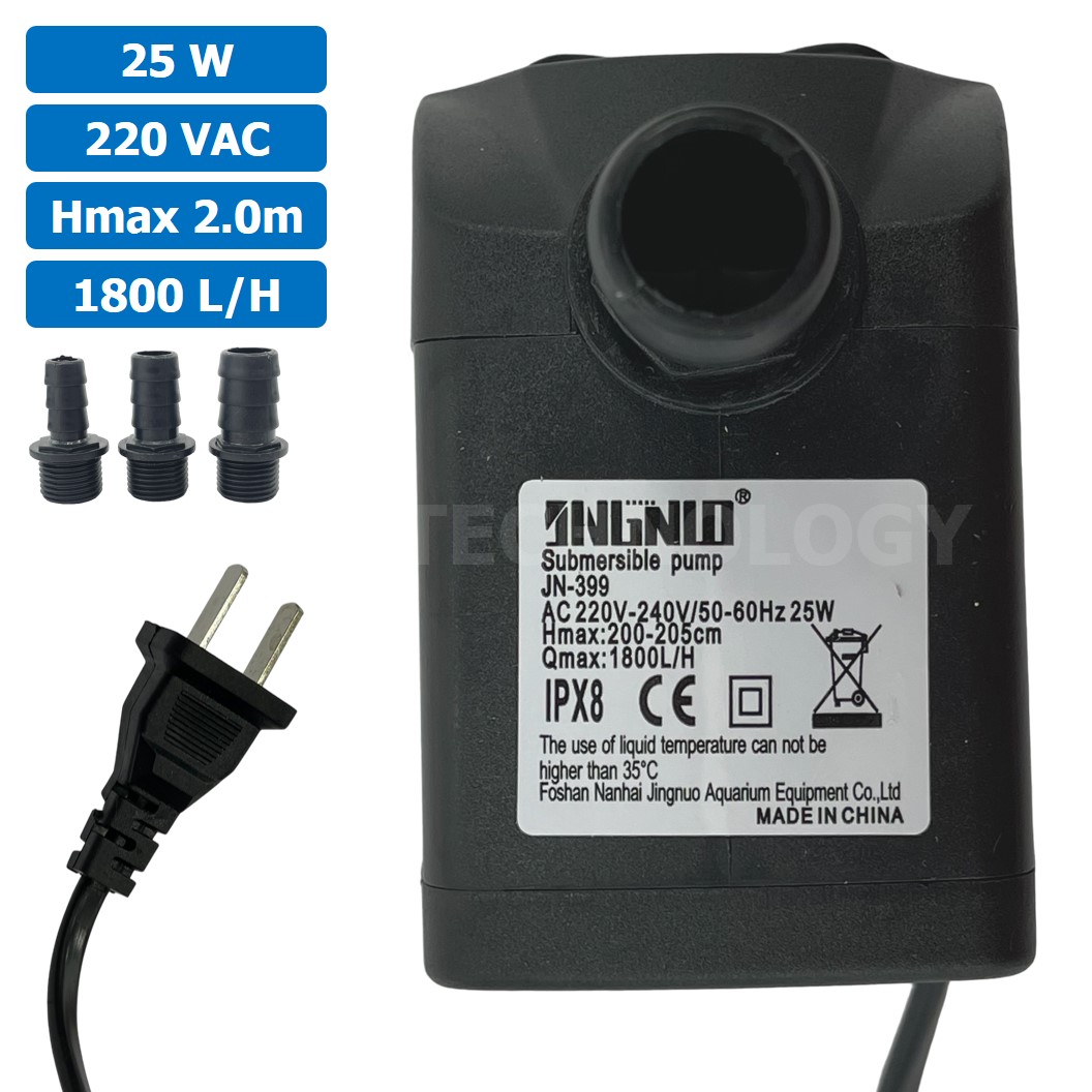 JN-399 ปั๊มน้ำ ปั๊มแช่ ปั๊มพัดลมไอเย็น 220VAC 25W Water pump Submersible Pump JING NUO Hmax 2.0m Qmax 1800L/H JINGNUO