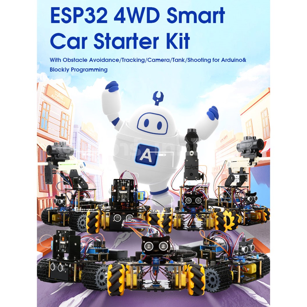QD001 ACEBOTT ESP32 4WD Mecanum Wheel Smart Robot Car kit for Arduino ชุดหุ่นยนต์ รถแมคคานัม ESP32 STEAM Programming
