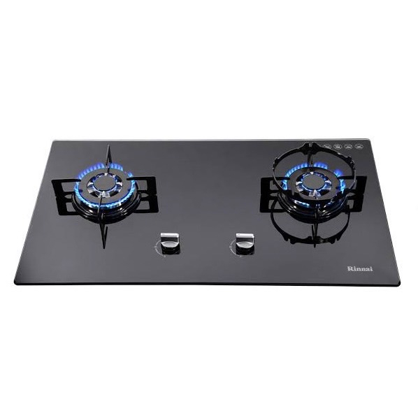 RINNAI เตาฝัง 2 หัวเตา หน้ากระจกนิรภัย รุ่น RB-712N-GB - BLACK
