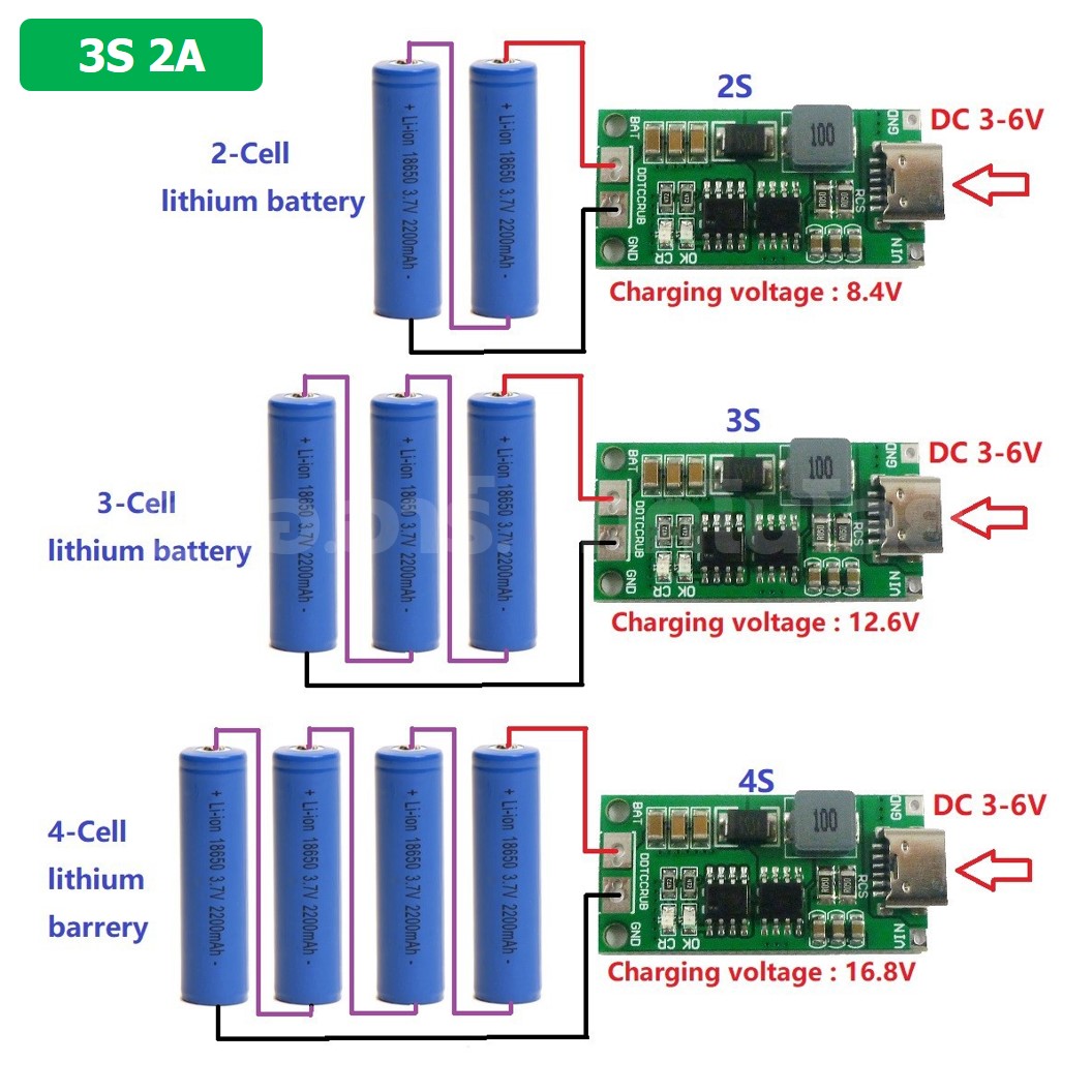 CM630 3S 2A โมดูลชาร์จแบตเตอรี่ Type C Lithium-ion Battery Charging Board USB Type-C แบตเตอรี่ลิเธียม 3-Cell
