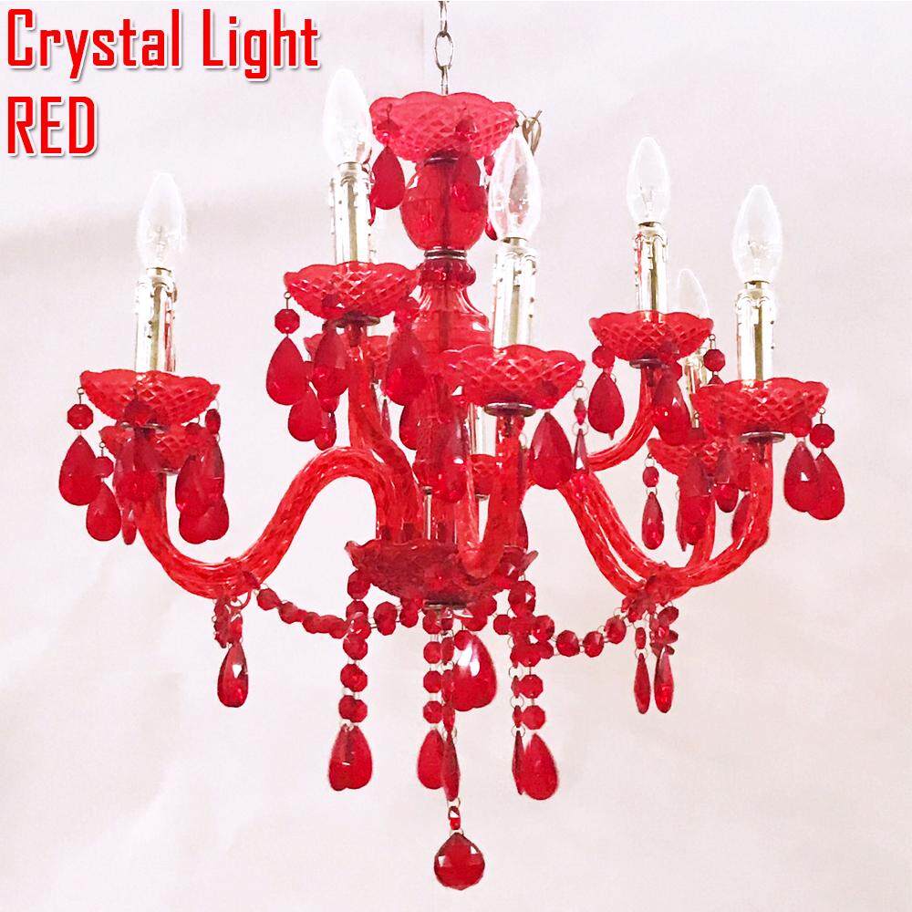 MJ-Tech Crystal Light โคมระย้าคริสตัล โคมไฟแขวนคริสตัล 9 ขา มี 3 สี แถมฟรี หลอดไฟ จำนวน 9 ดวง