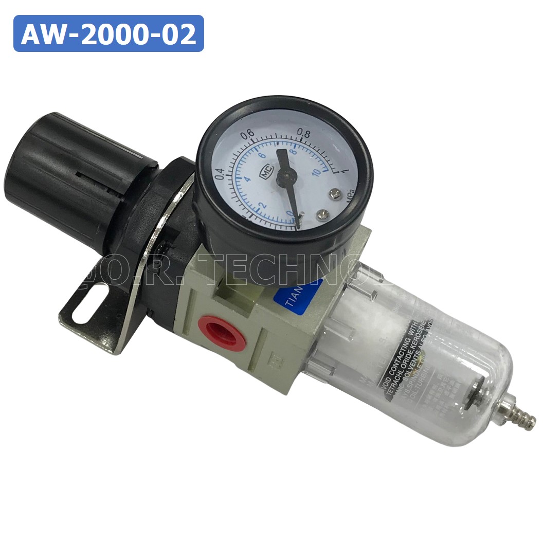AW2000-02 ชุดกรองลมปรับแรงดัน Manual Drain AW Pneumatic Combination Air Filter Regulator TIANYU AW-2000-02