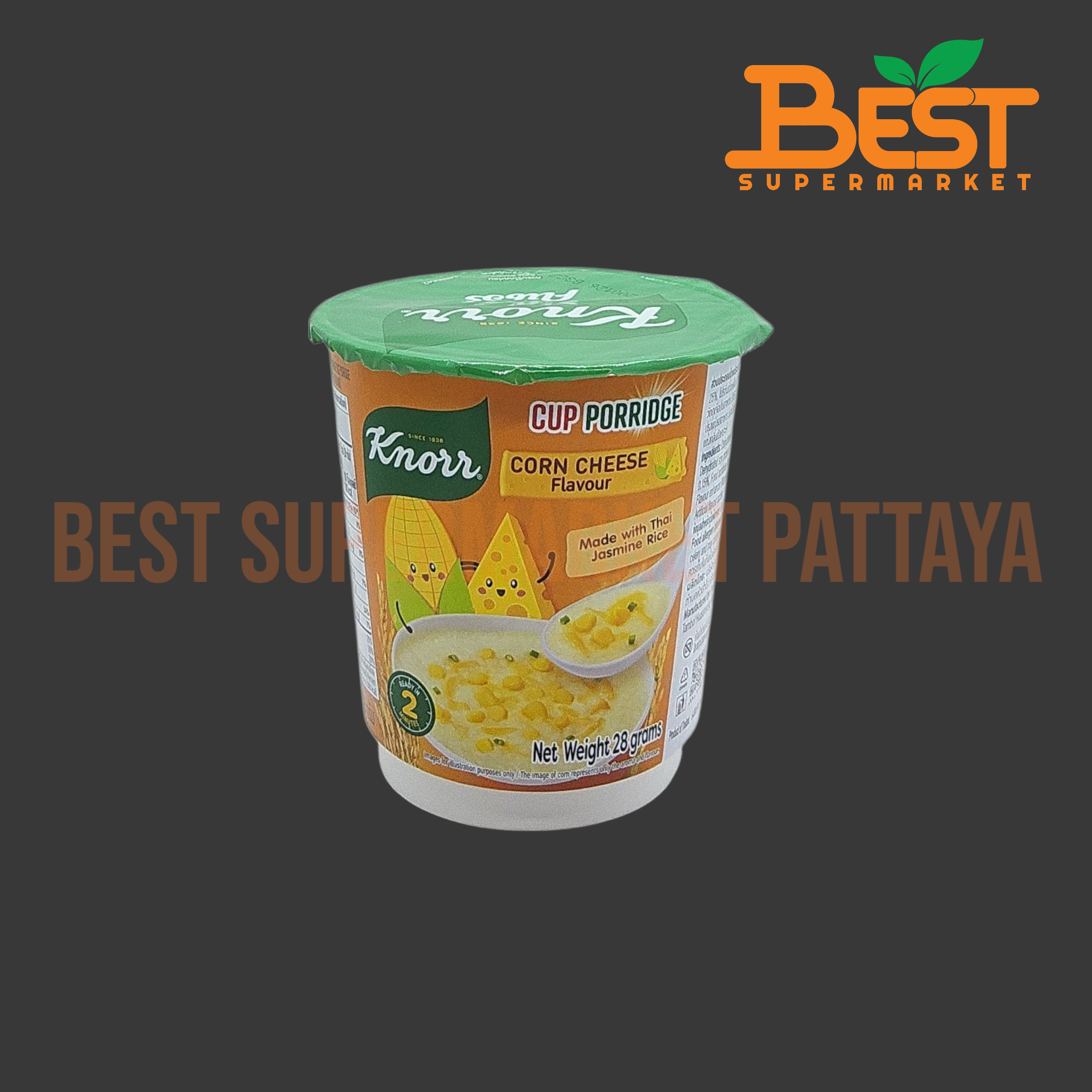 คนอร์ คัพโจ๊กรสข้าวโพดชีส 28 กรัม. Knorr Cup Porridge Corn Cheese Flavour 28 g.