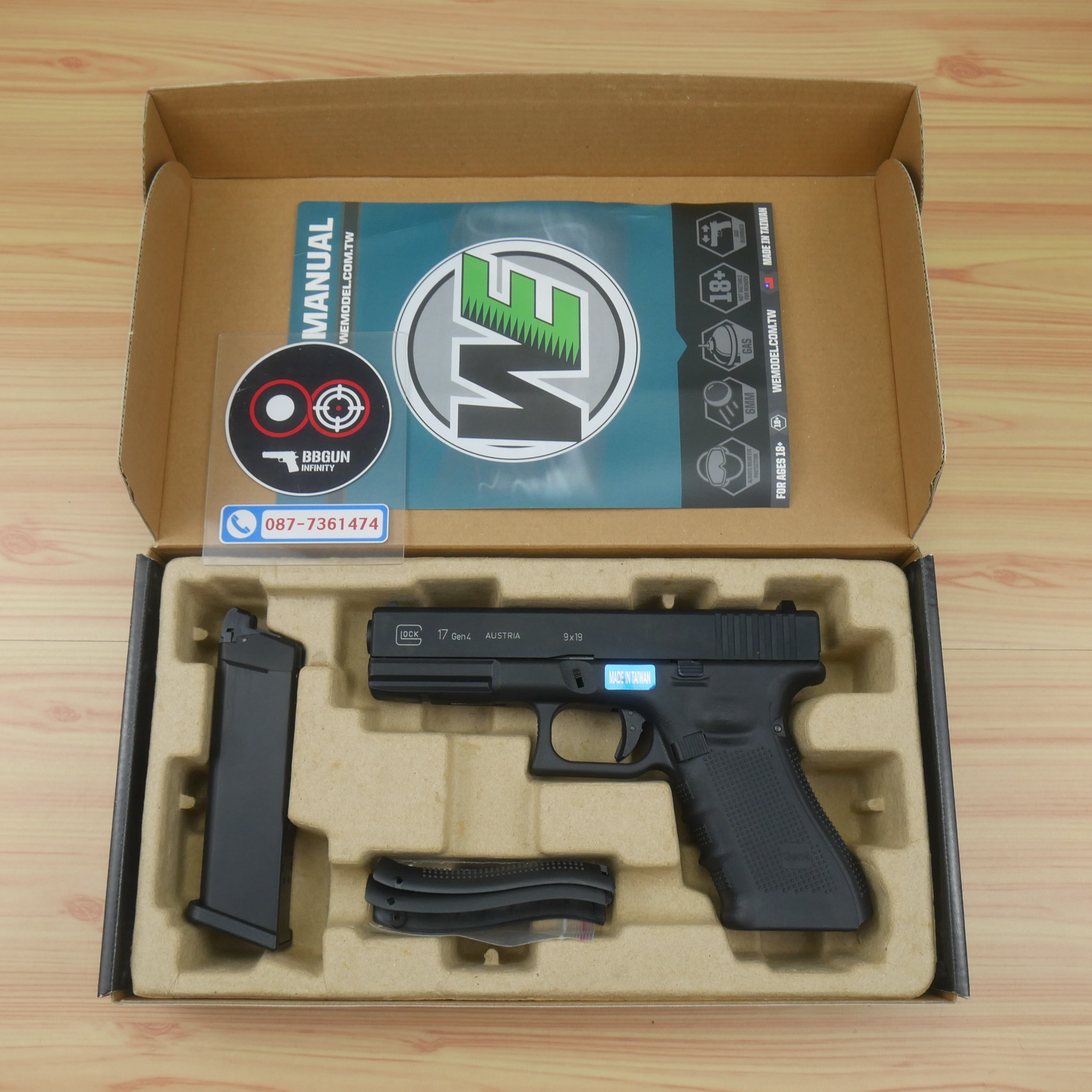 บีบีกันอัดแก๊ส WE Glock 17 Gen 4 สีดำ BB GUN
