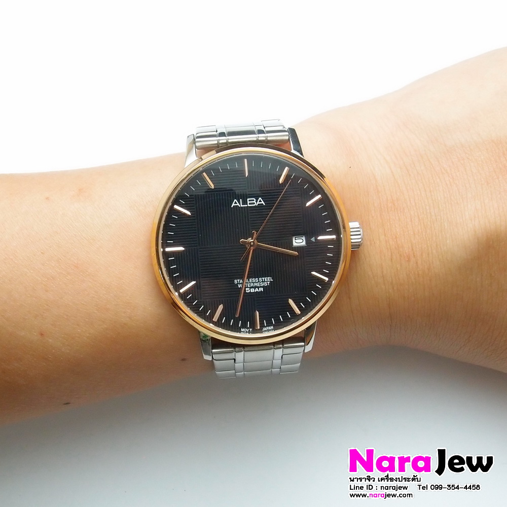 นาฬิกาหลุดจำนำ นาฬิกา ALBA รุ่น VJ42-X202 หน้าปัดสีดำ หน้าปัด 42 มม. ตัวเรือน Stainless steel