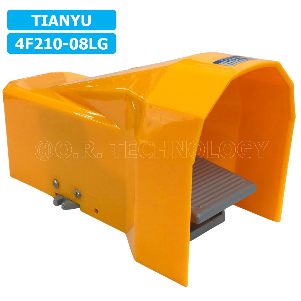 (1ชิ้น) 4F-210-08LG เท้าเหยียบลม วาล์วเท้าเหยียบ แบบมีล็อคและที่หุ้ม (self lock and Guarding) Foot Switch Valve Pneumatic TIANYU