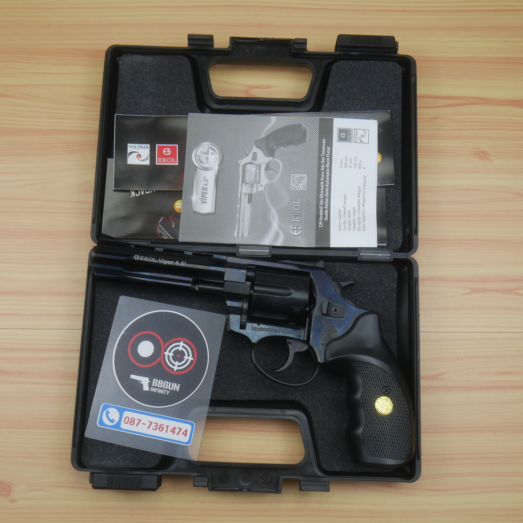 Blank Gun Ekol Viper 4.5 นิ้ว สีดำ แบลงค์กันลูกโม่ Revolver 4.5" black กระดุมทอง