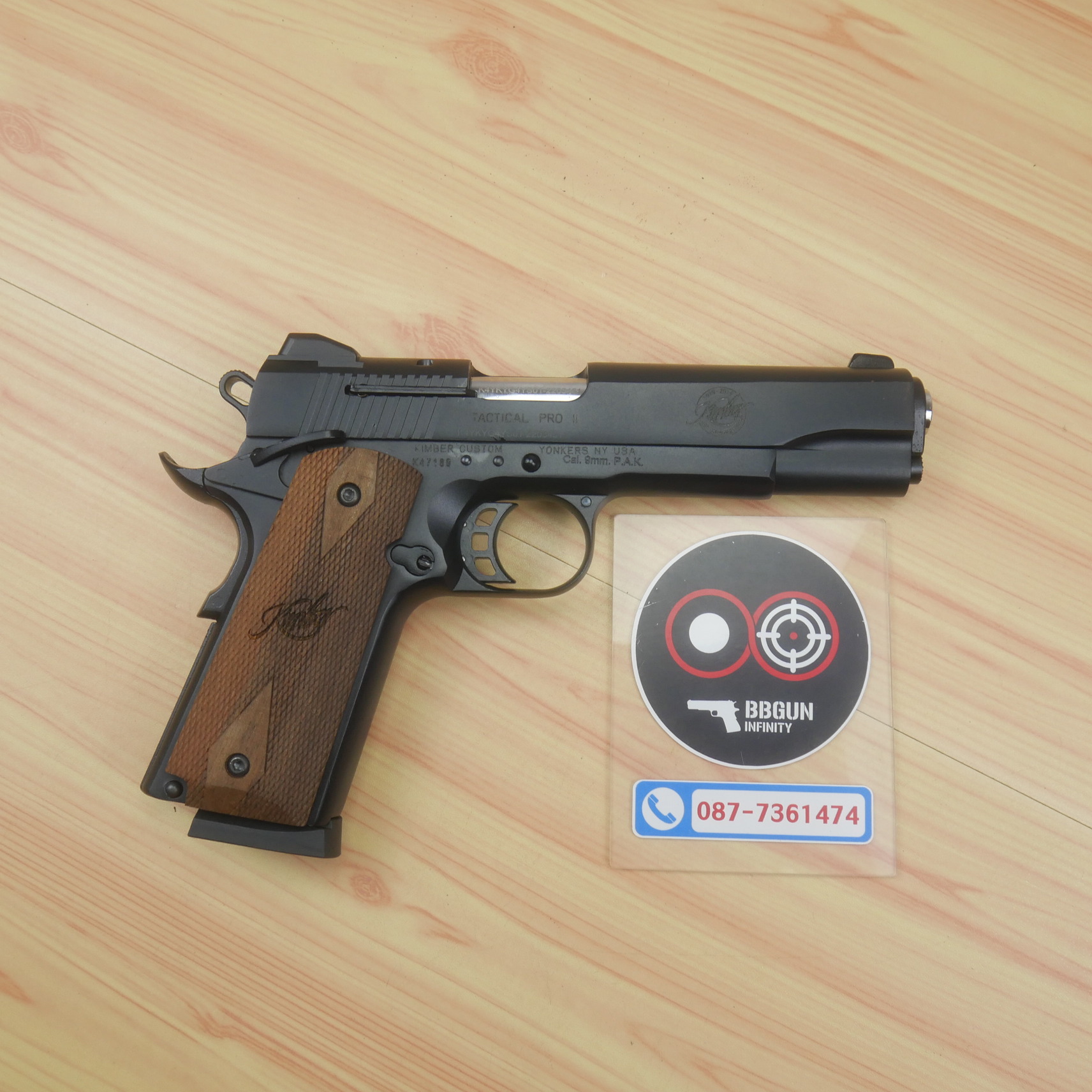 แบลงค์กัน KUZEY M1911 ลำกล้อง 5 นิ้ว KIMBER Blank Gun สีดำ ด้ามไม้