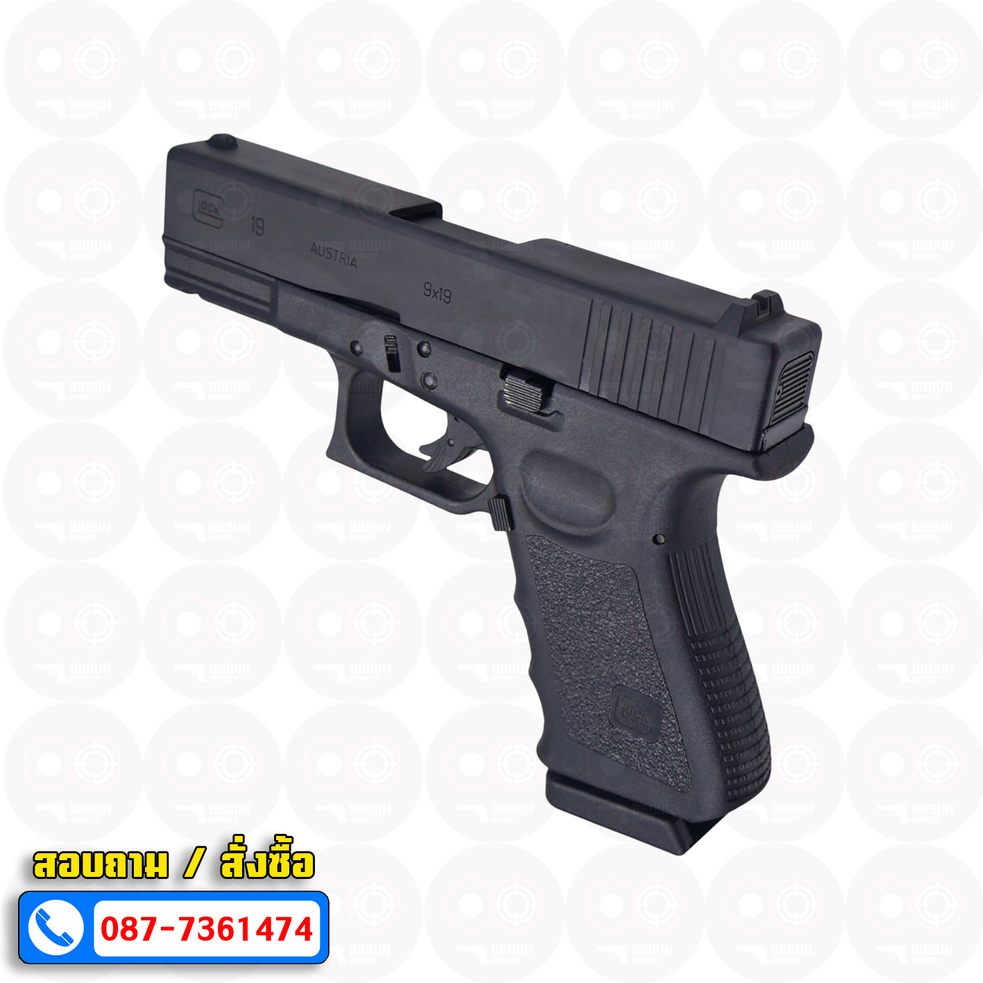 แบลงค์กัน KUZEY GLOCK19 FULL MARKING สีดำ blank gun (แถม 2 แม็กกาซีน กล่องใส่ปืน)