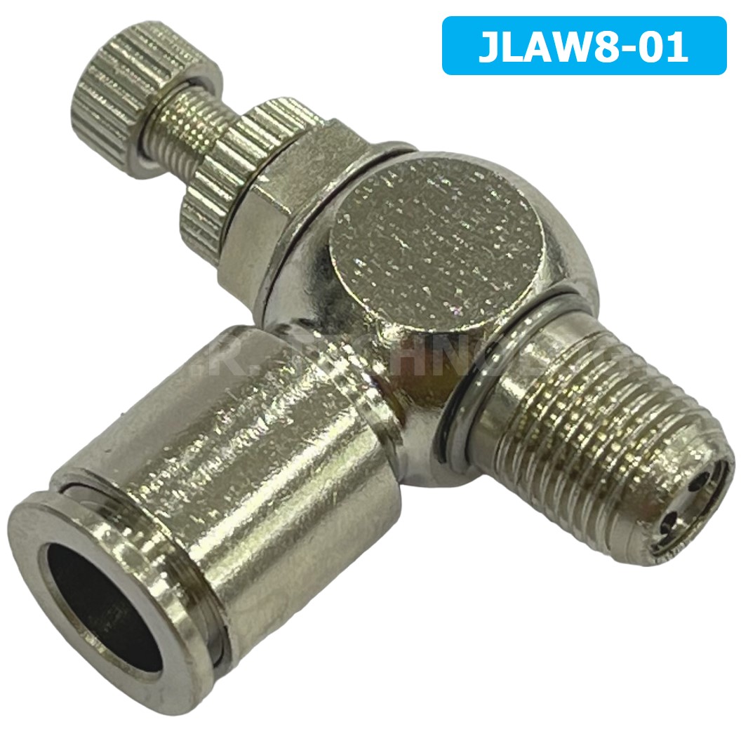 (1ชิ้น) JLAW8-01 ข้อต่อลมสแตนเลส ข้อต่อปรับลม งอ STAINLESS Air Flow Speed Controller ควบคุมความเร็วลม Speed Control valve JLAW JSL