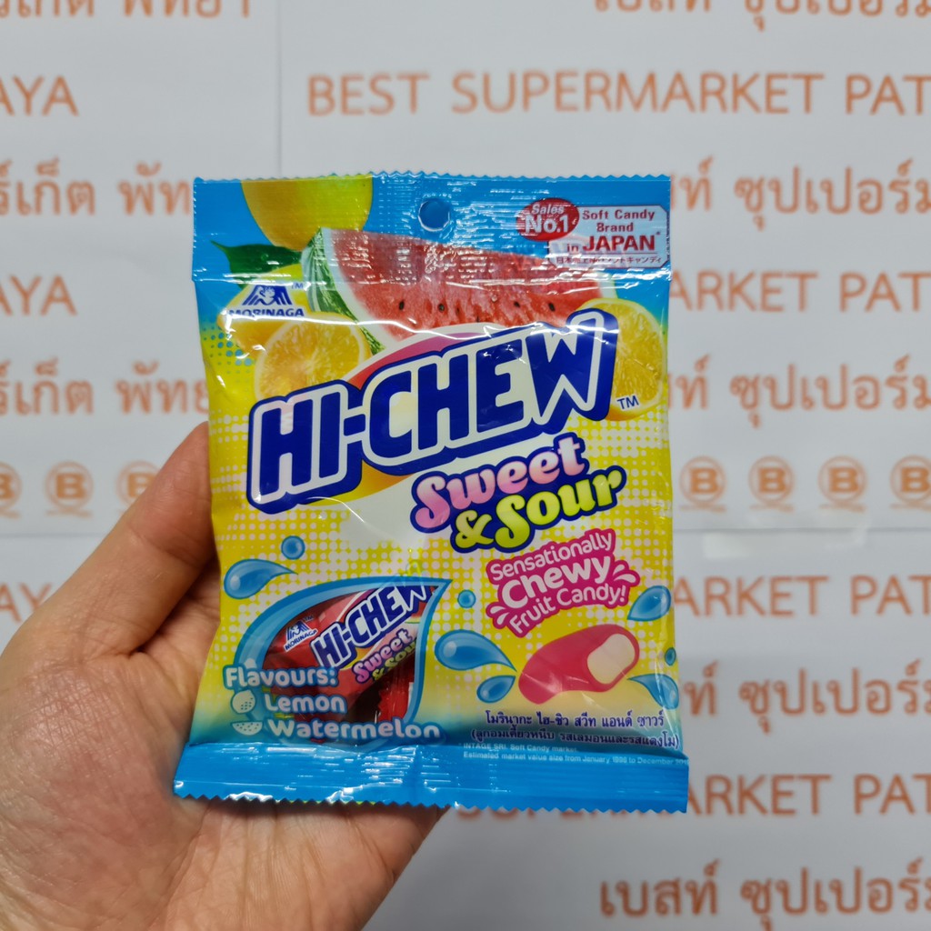 โมรินากะ ไฮ-ชิว โซดาป๊อป ลูกอมเคี้ยวหนึบ 36 กรัม Morinaka Hi-Chew Soda Pop Soft Candy 36 g.