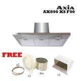 Axia เครื่องดูดควัน รุ่น AX890 XS F90 พร้อม ท่อ ดูดลมยาว 4 เมตร พร้อม เข็มขัดรัด สเตนเลส และ ข้อติดท่อลมออก 6“ และ หน้ากาก ติดภายนอก