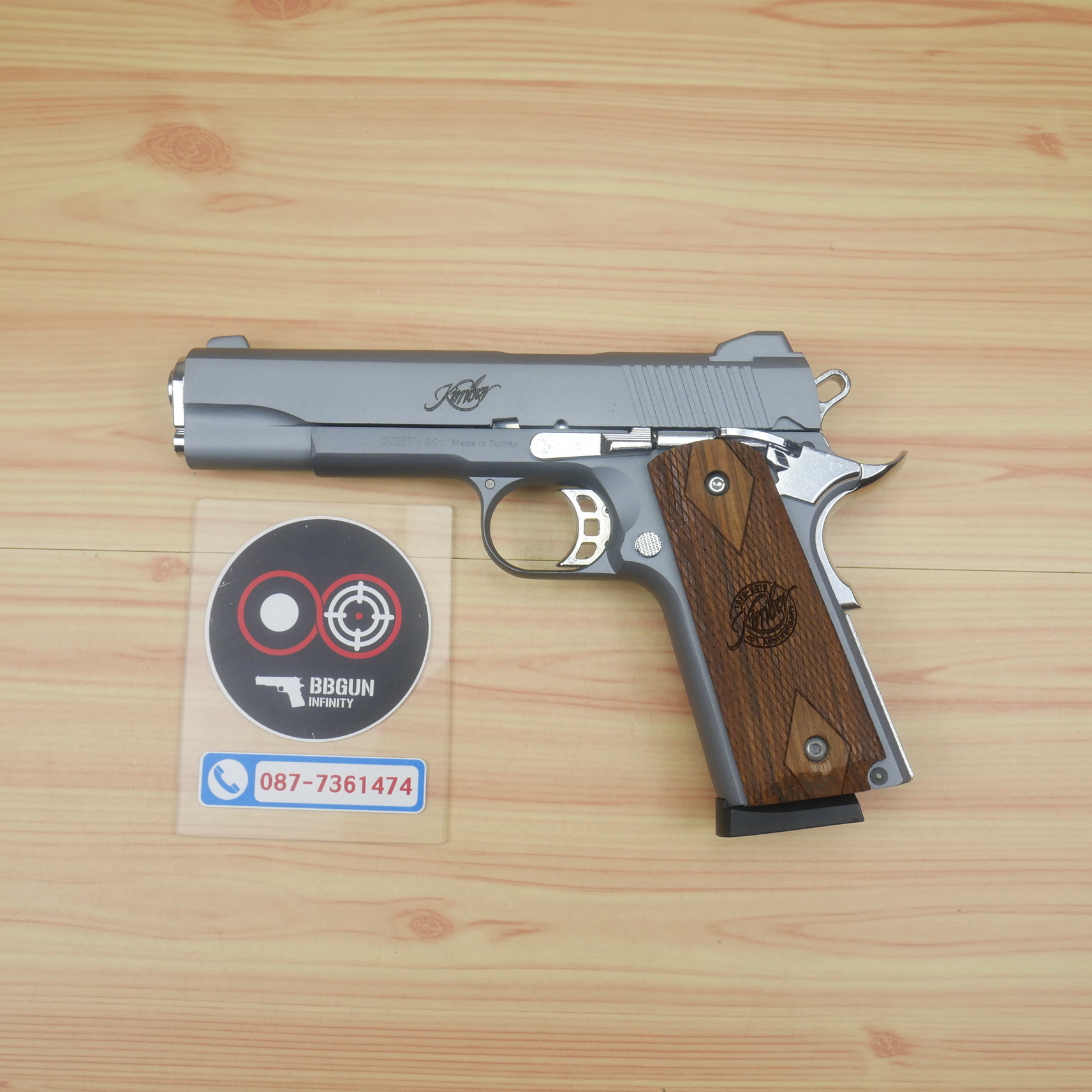 แบลงค์กัน KUZEY M1911 Kimber สีสโมค ลำกล้อง 5 นิ้ว blank gun ด้ามไม้