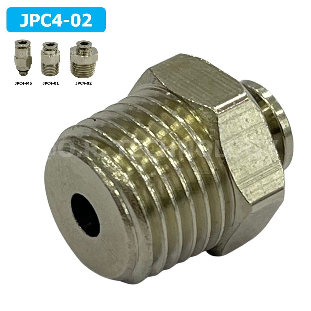 (1ชิ้น) JPC4-02 ข้อต่อลมสแตนเลสเกลียวนอก ข้อต่อลมเกลียวนอก ข้อต่อลม สแตนเลส STAINLESS Male Thread Straight Quick Connector Fitting